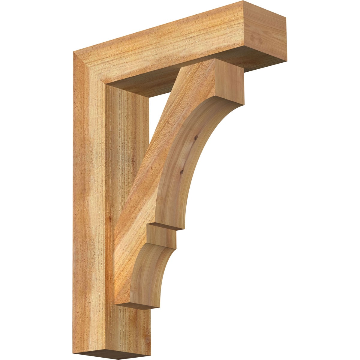 Ekena Millwork 1461839 Balboa block rough sawn bracket with offset brace 6-in x 20-in x 28-in Western red cedar Brown Wood Standard bracket