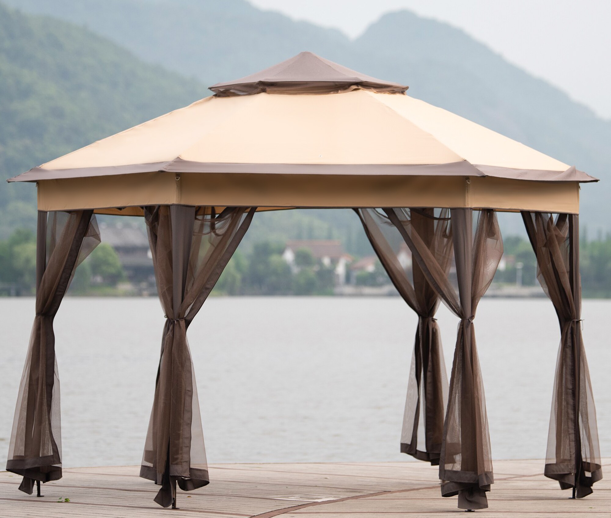 Iron hexagon Patio Gazebo Gazebos & Accessories at Lowes.com