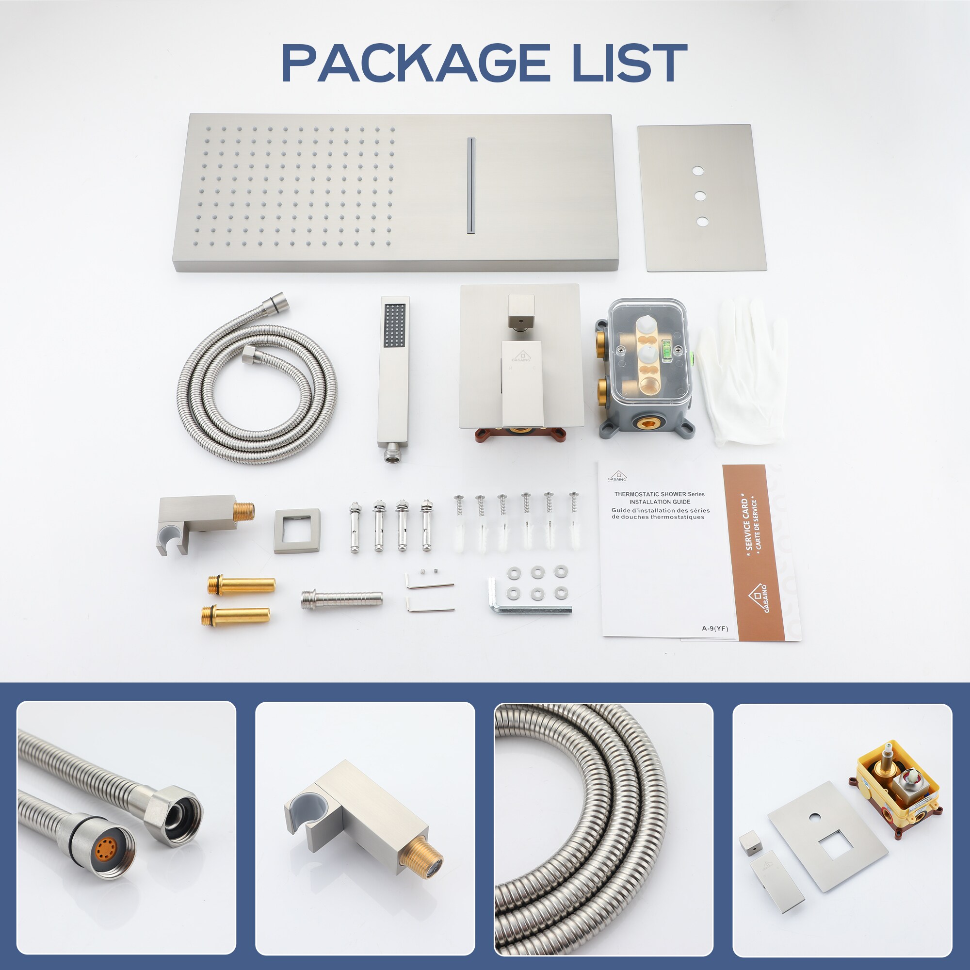 CASAINC M6630-A-22-BN Showerhead-Bar-Panels - View #10