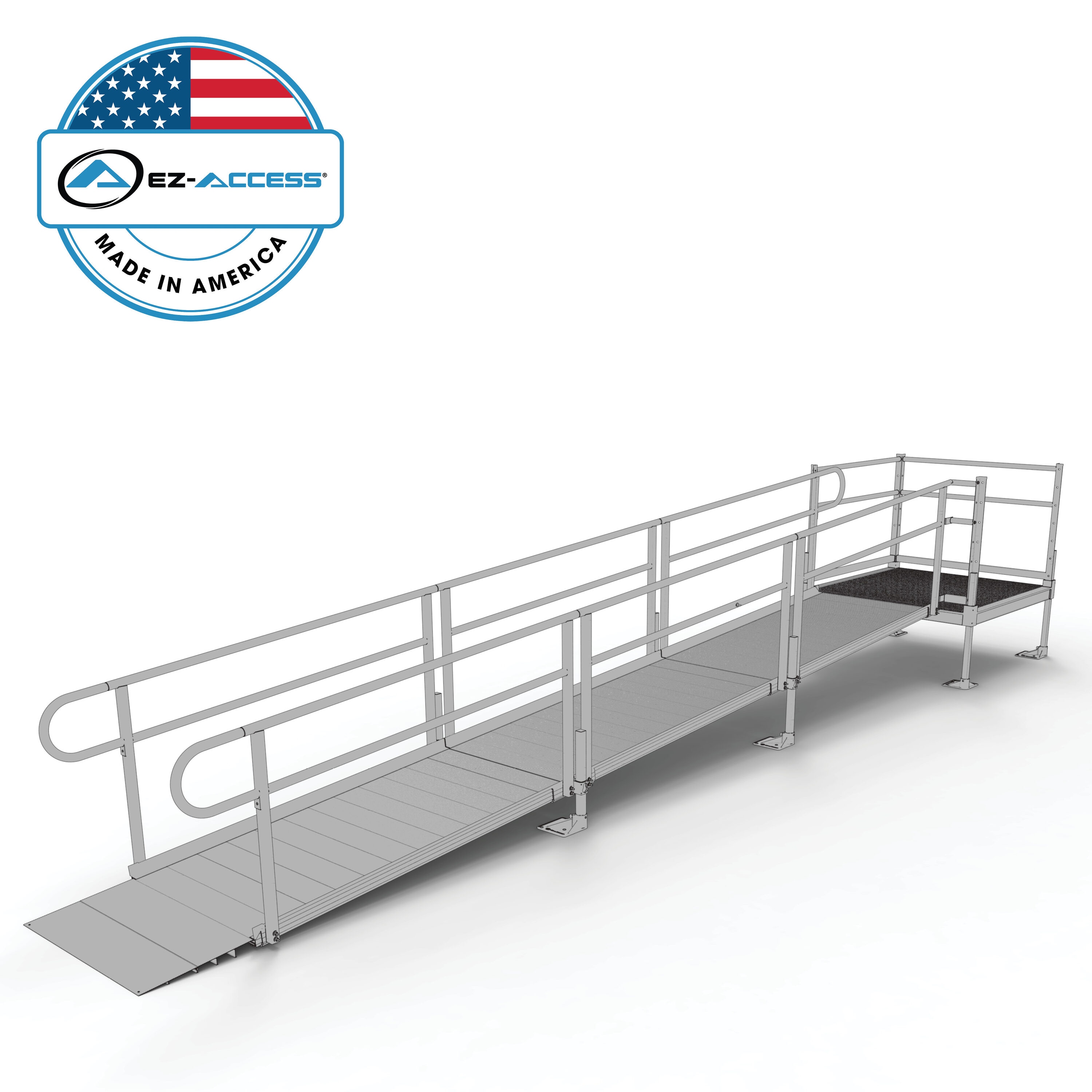 EZ-ACCESS PS18S44T 18-Feet x 53.75-Inches Aluminum Modular Entryway Wheelchair Ramp