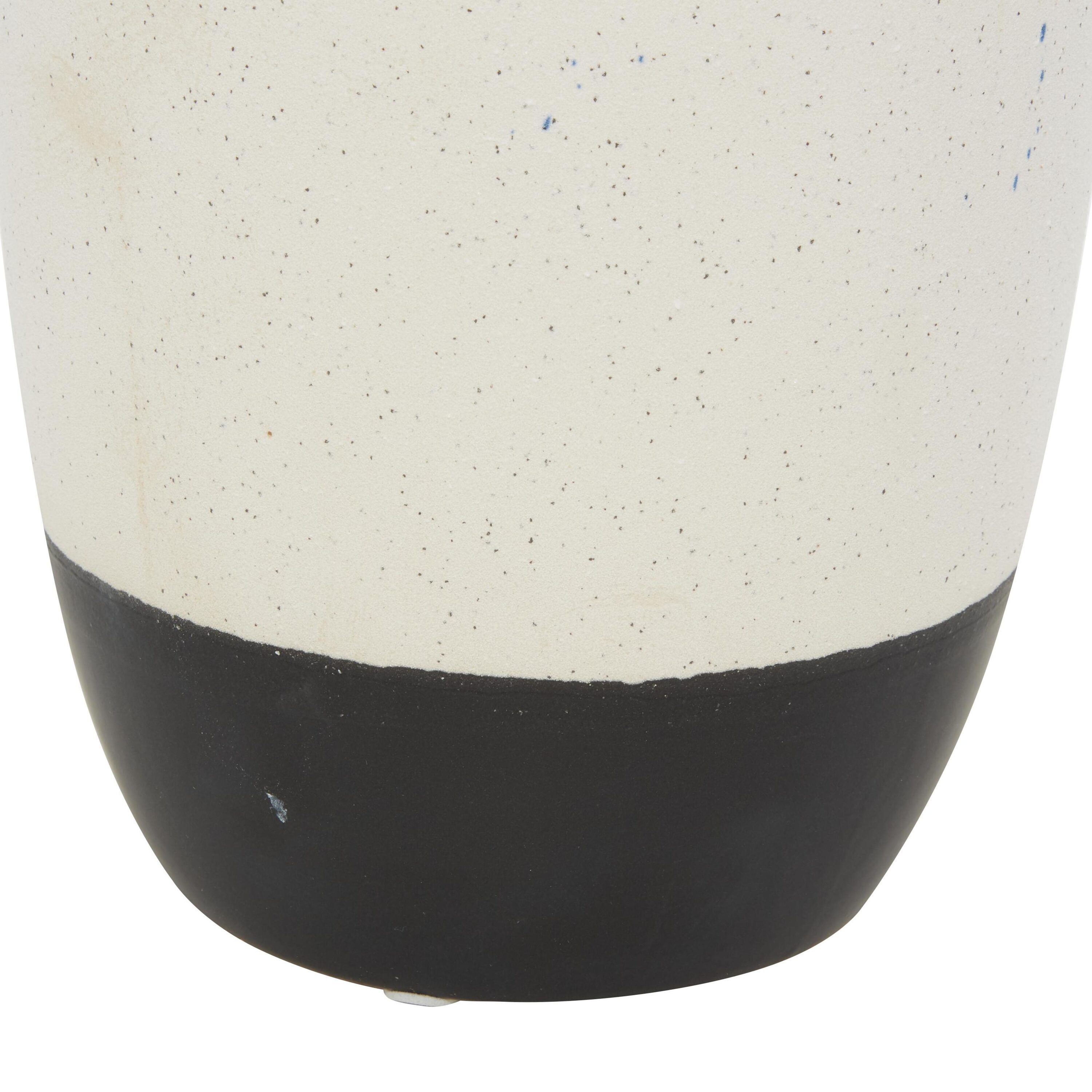 White Ceramic Bud Vase with Abstract Design, 13"