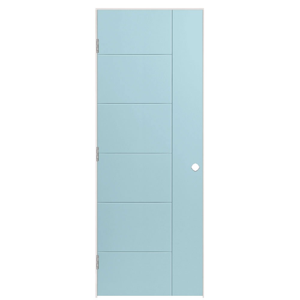 Masonite 1447051 30-in x 80-in Sea Mist Solid core Flush Right hand Smooth Prefinished Molded composite Flat Jamb Single Prehung Interior Door