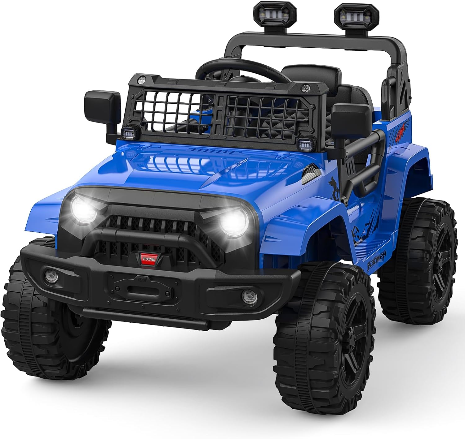 Qeetex LHF-TC-PTO-0Y54NZL8 12V Kids Ride On Truck - Toddlers Battery Powered Electric Vehicle with Remote Control - Ride On Toy Car with 3 Speeds - Spring Suspension Headlight - Music for Boys Girls 3-8 - Blue