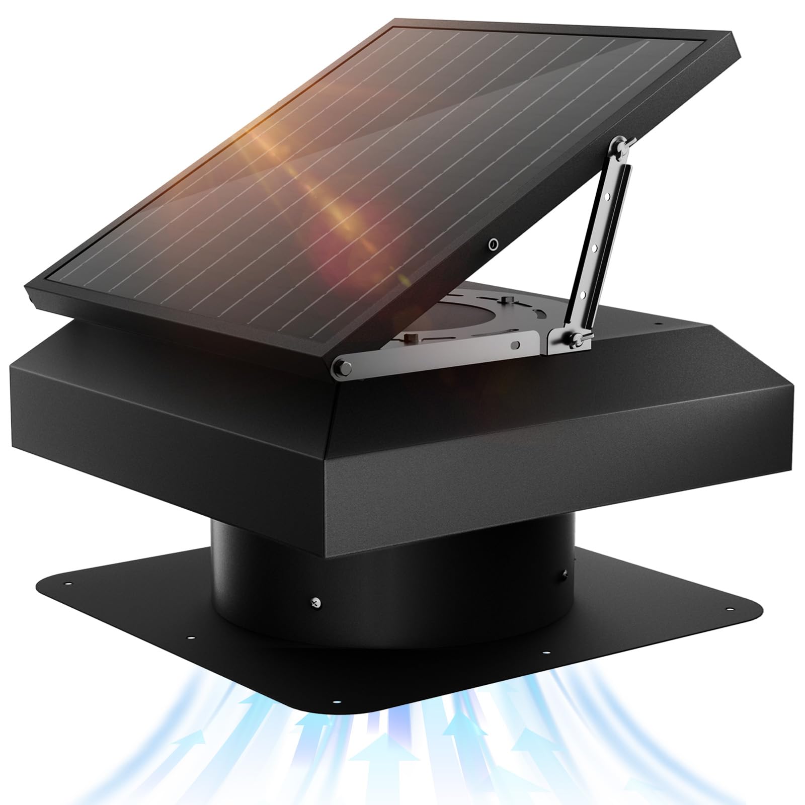 Vrbgify  Solar Attic Fan with Thermostat 40 Watt Roof Ventilation Fan 12 Inch 2000 CFM Cools up to 2500 Sq Ft Two Modes AC DC Adapter Weatherproof