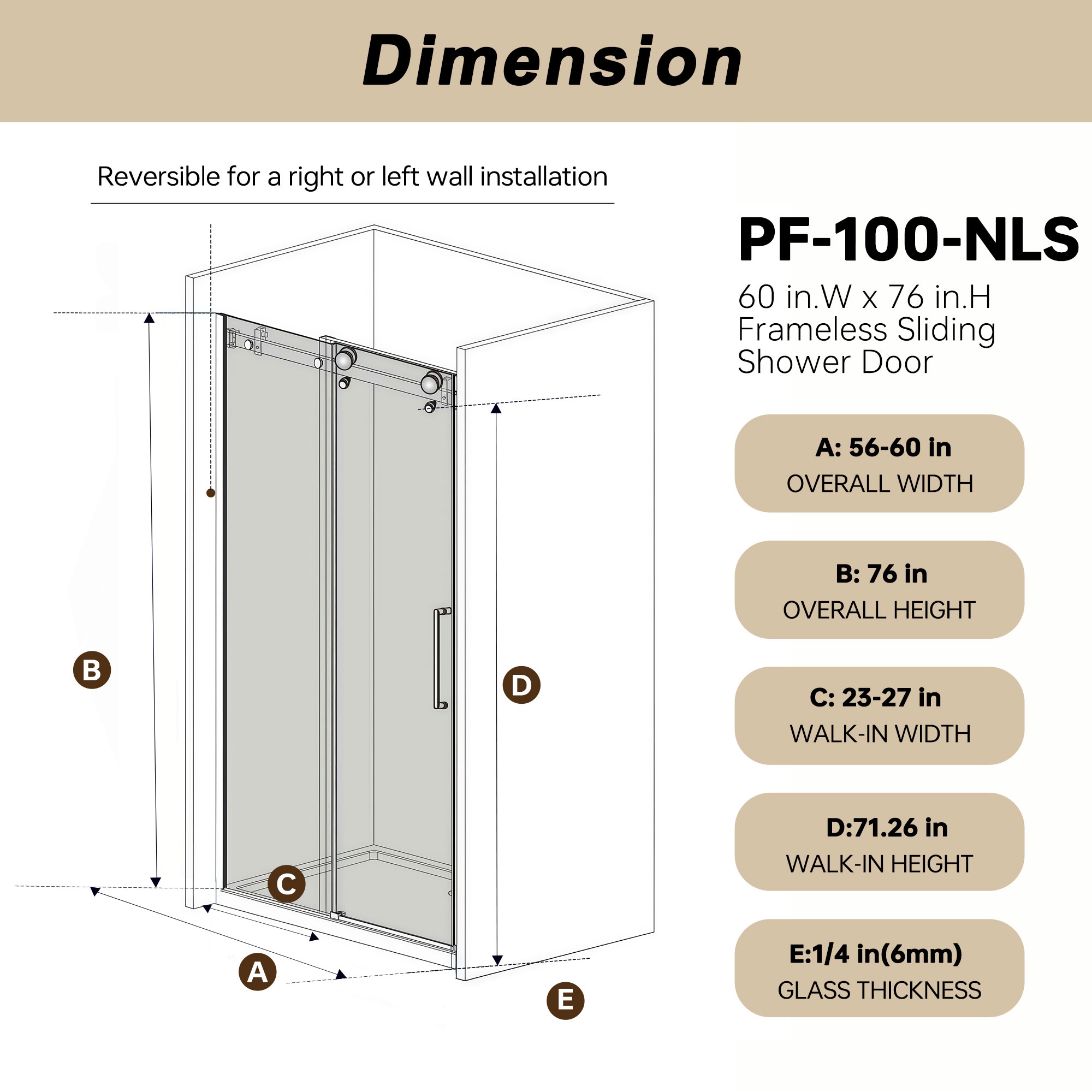 LIVIZA G1PF6076BN-100 Shower-Doors - View #9