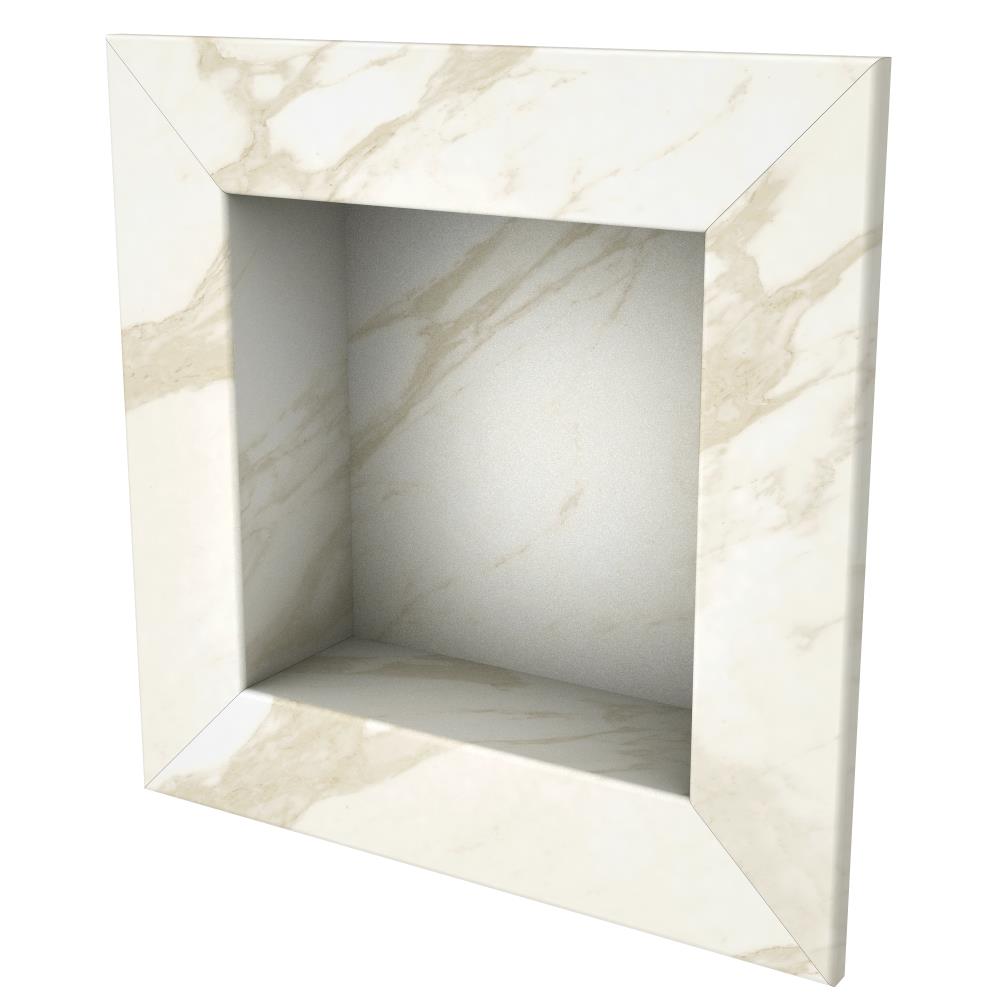 FlexStone FLXRSC1717CC 17 in. x 17 in. Square Recessed Shampoo Caddy in Calacatta Cream