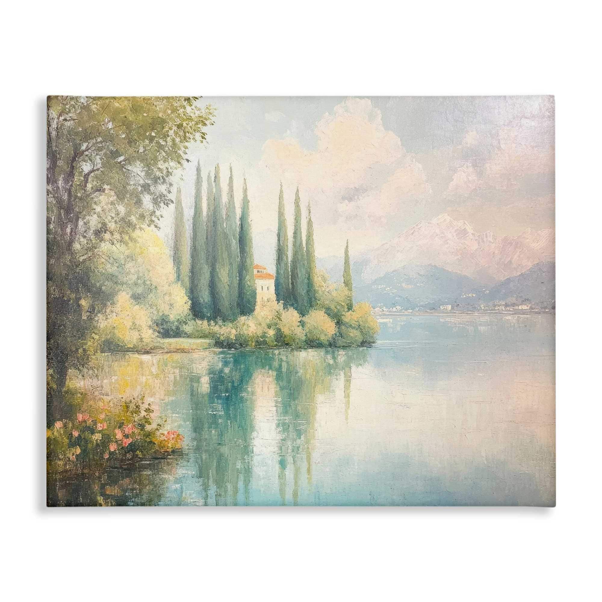 Stupell Industries BT-740-CN-24X30 Lakeside Mansion View Canvas design by Petal Prints Design