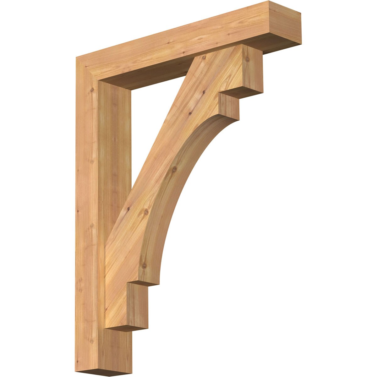 Ekena Millwork 1463154 Merced Block Smooth Bracket with Offset Brace 5-1/2-in x 28-in x 36-in Western red cedar Brown Wood Standard bracket