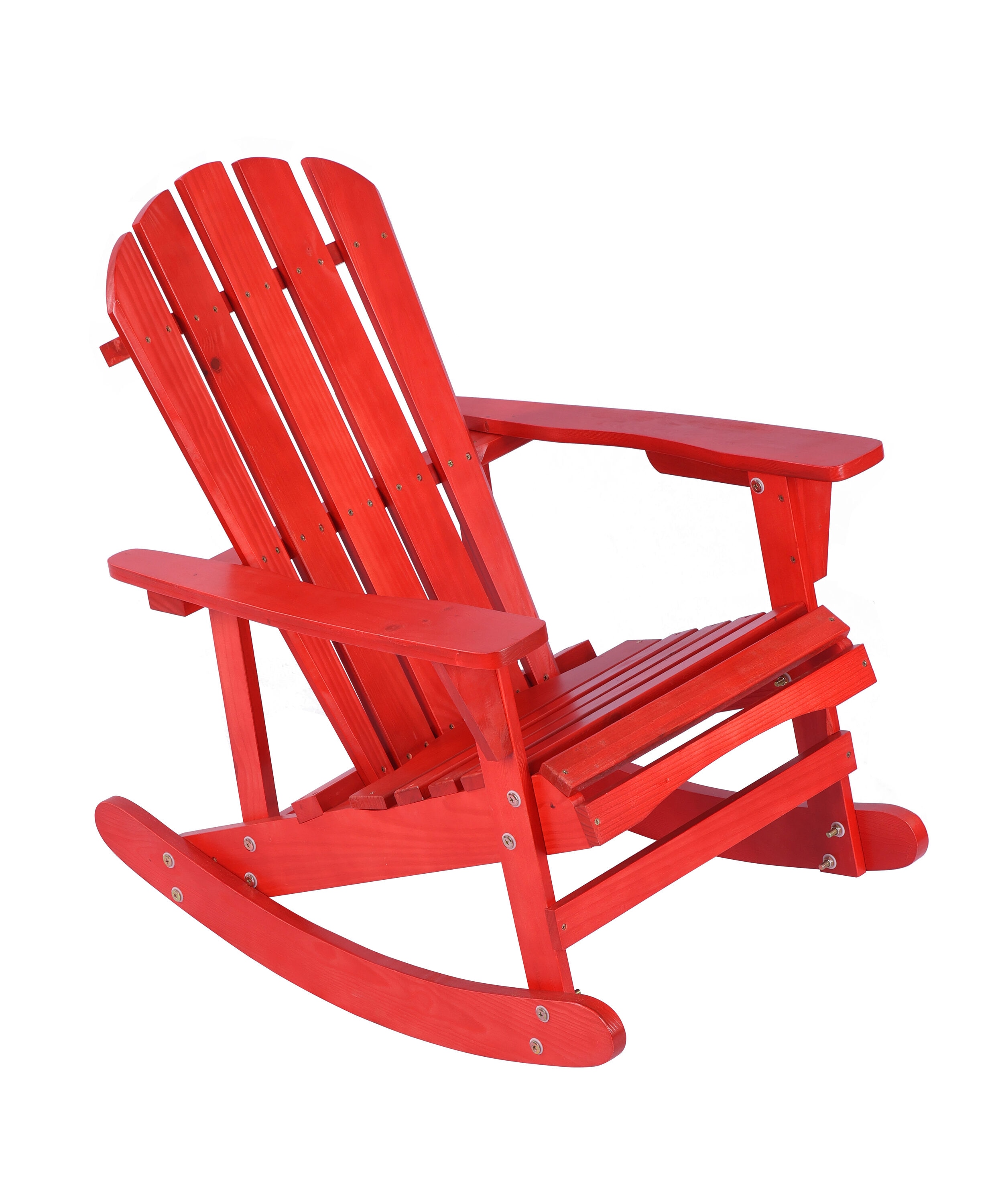 Forclover Outdoor Adirondack Rocking Chair Red Wood Frame Rocking Chair   65106593 