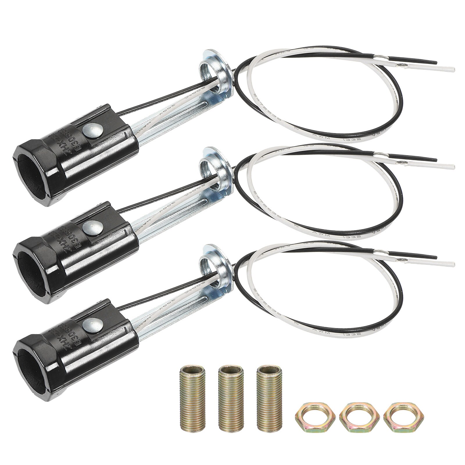 PATIKIL Candelabra Base Lamp Holder Light Socket 3pcs UL Listed Keyless E12 Bulb Socket with 9.8inch Wire Leads for E12 Incandescent LED Light Bulbs 2.8inch Tall