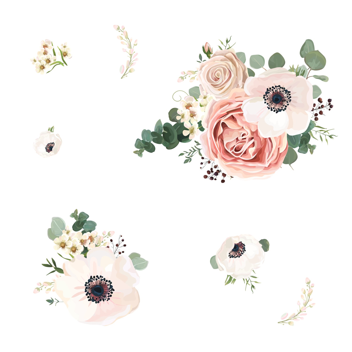 Fresh Floral Vinyl Peel and Stick Wall Decal Set - 7 Pieces