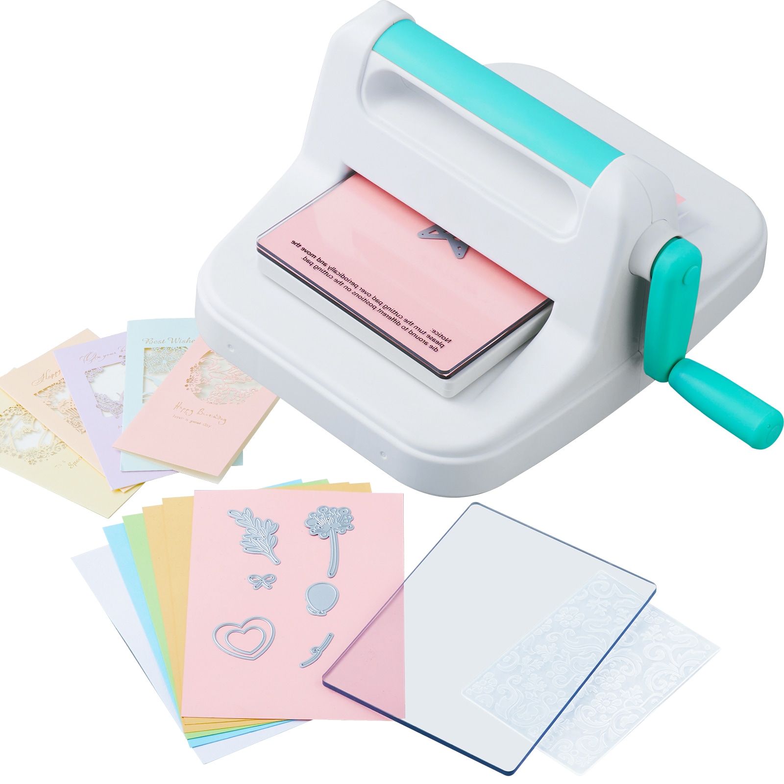 SVOPES SCMQJSD6FTS903760V0 Manual Die Cutting and Embossing Machine Portable Cut Machines 6 inch Opening Scrapbooking Machine Full Kit Included For Arts and Crafts Scrapbooking Card Making and Crafting White