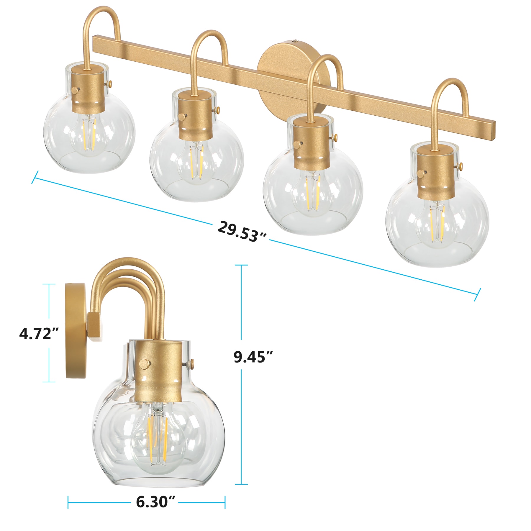 Tribesigns Th-sf0070 28.94-in 4-Light Brushed Gold Modern/Contemporary ...