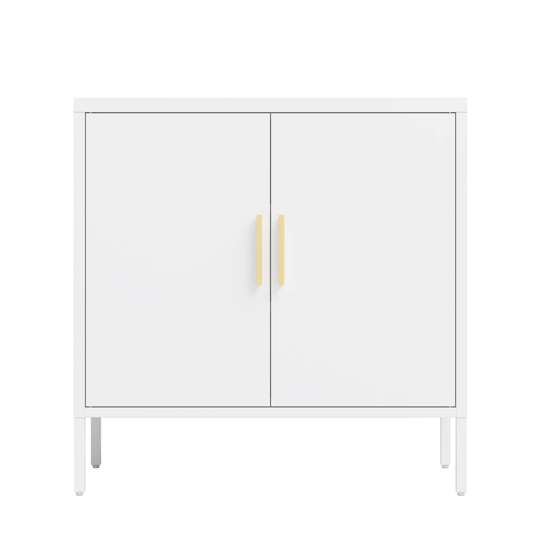 LOVMOR SF-Y-W252113565 Metal Storage Cabinet with 2 Doors and 2 Adjustable Shelves Steel Garage Storage Cabinet Metal File Cabinet for Home Office School Gym White