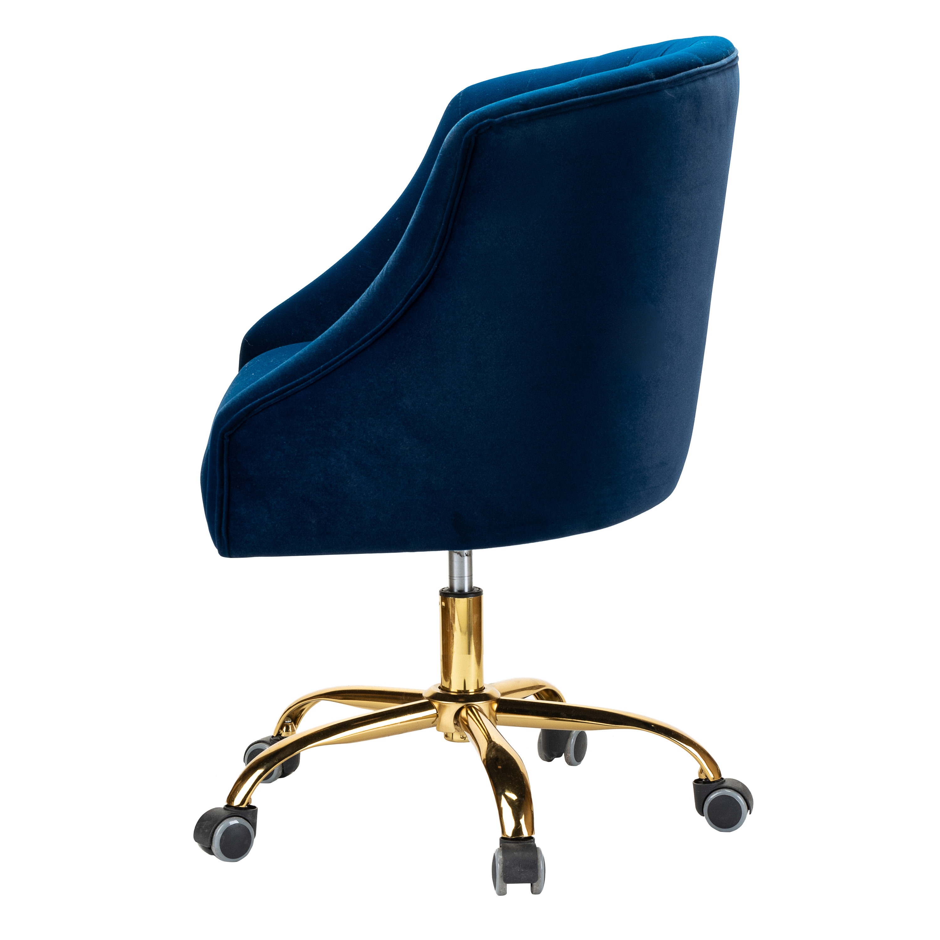 Navy Velvet Ergonomic Swivel Task Chair with Gold Legs