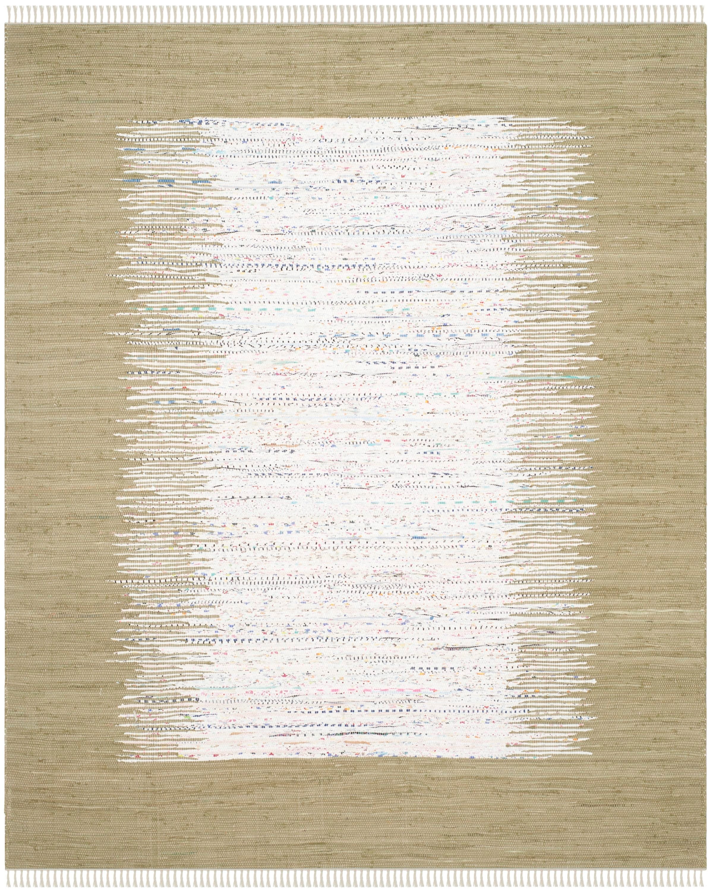 Safavieh MTK711K-8 Montauk Keeling 8 x 10 (ft) Cotton Ivory/Olive Rectangular Indoor Border Coastal Area rug