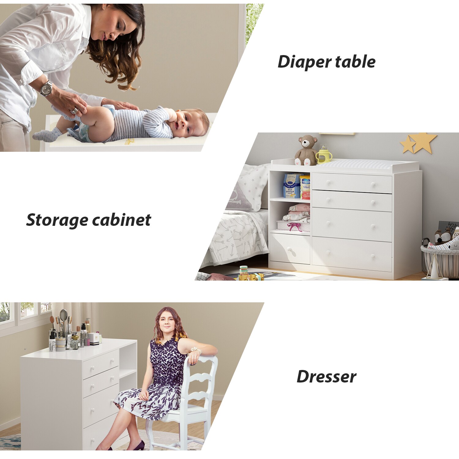 FUFU&GAGA White 4-Drawer Combo Dresser in the Dressers department at