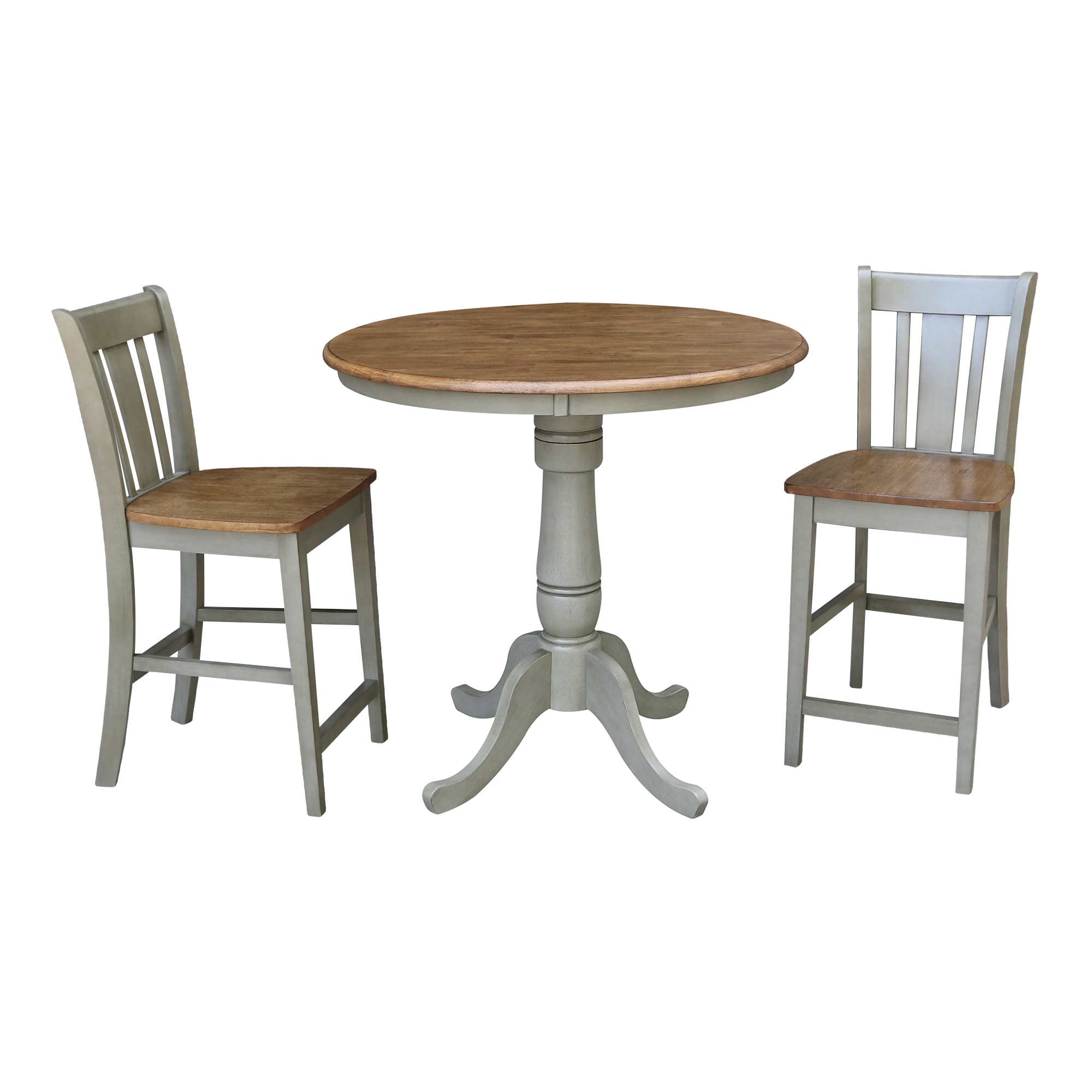 International Concepts K41-36RT-6B-S102-2 Distressed hickory/stone Casual Dining Room Set with Round Table ( Seats 2 )