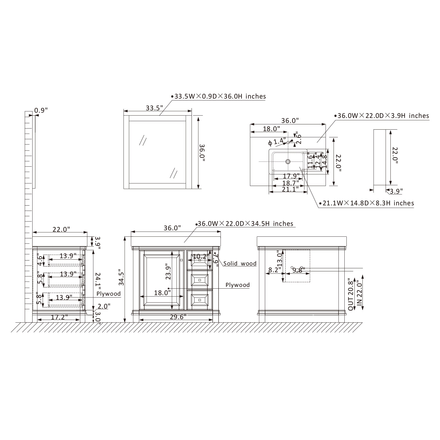 Altair 539036-WH-CA Bath-Vanity-Combo - View #10