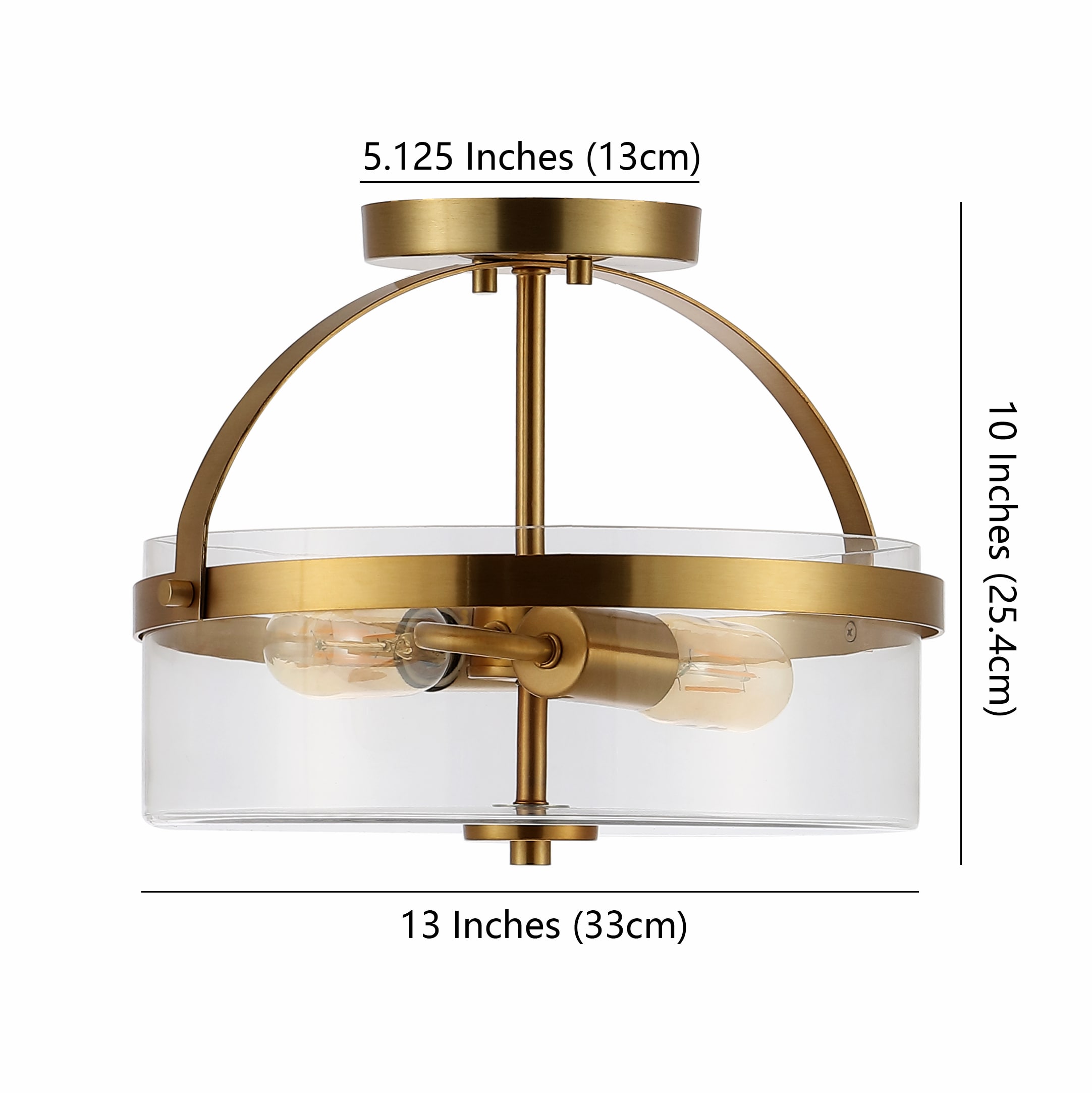 Brass Gold 15'' LED Flush Mount Light with Clear Glass Shade