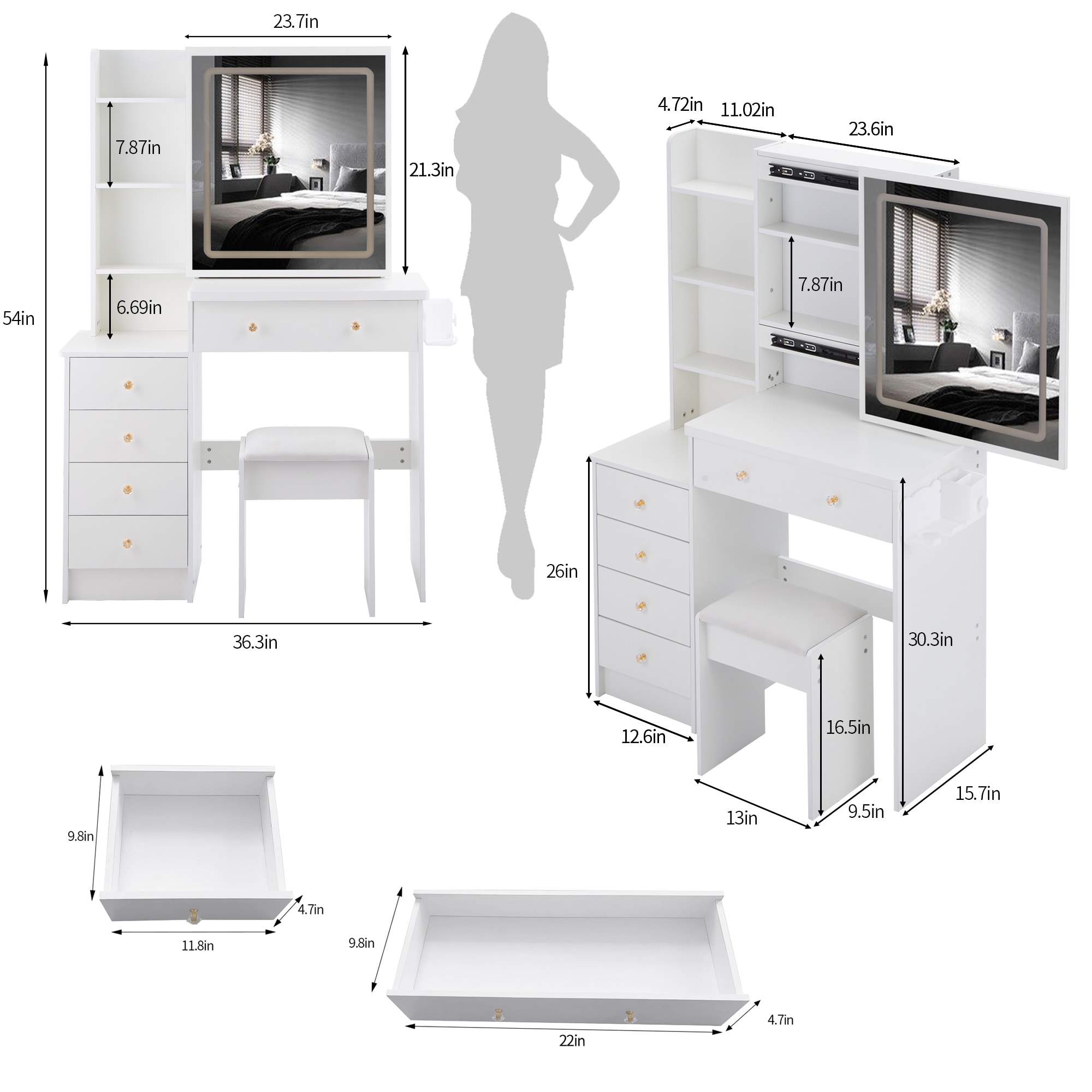 Kahomvis AC-QPCRAZY-02 Bedroom-Vanities - View #3