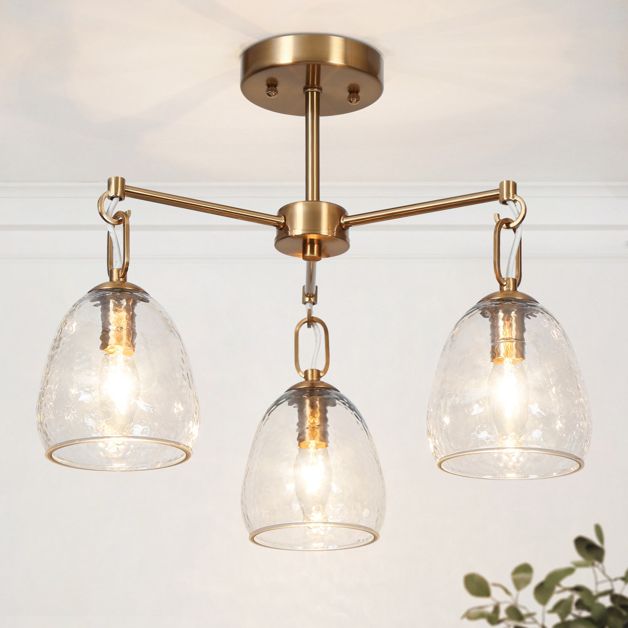 LNC LEVEYBF970CO8C Blobfish 3 -Light 19.3-in Polished Gold Semi Flush Mount Light