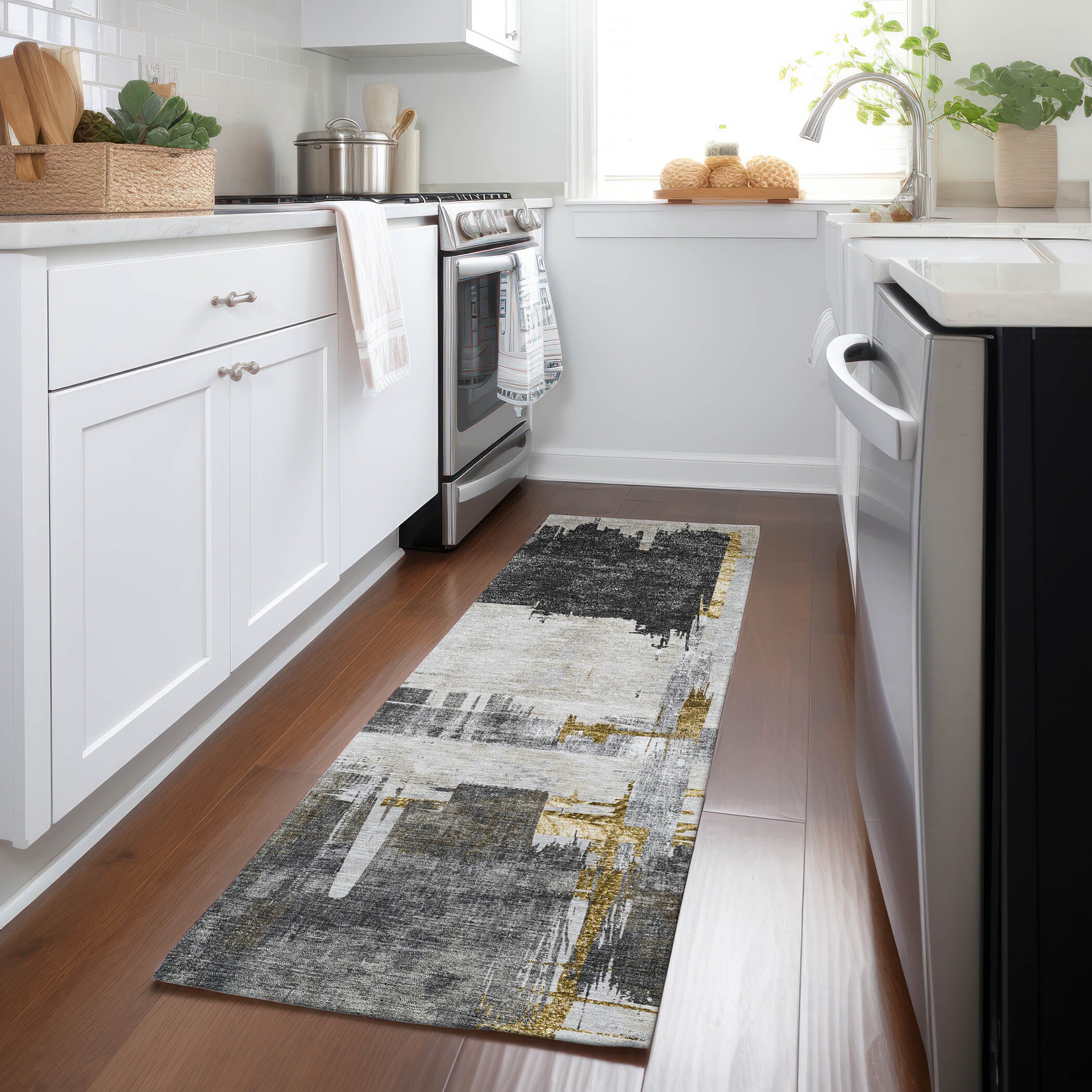 Addison Rugs ACN624GY2X8 Chantille ACN624GY 2 x 7 (ft) Polyester Gray Rectangular Indoor/Outdoor Geometric Machine washable Runner rug
