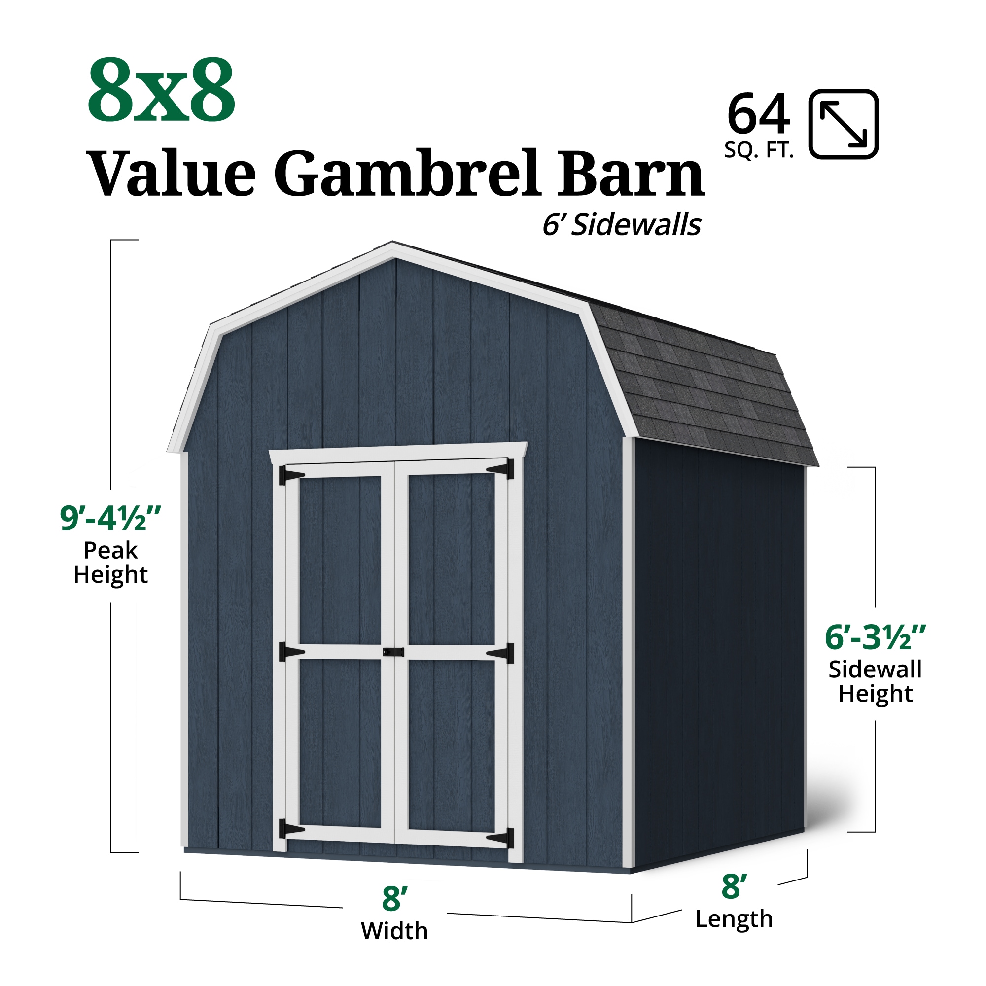 Little Cottage Co 8X8 VGB-6-PC Wood-Storage-Buildings - View #3