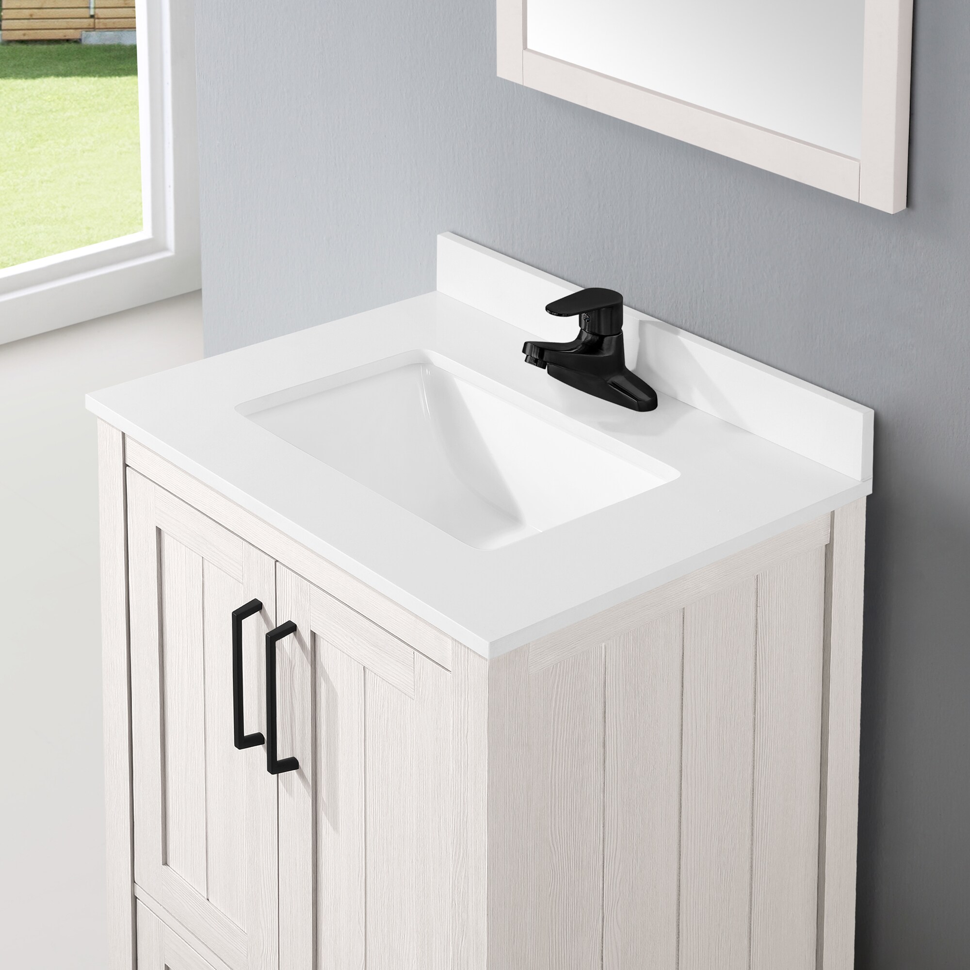 OVE Decors Darwin 24-in Antique White Undermount Single Sink Bathroom ...