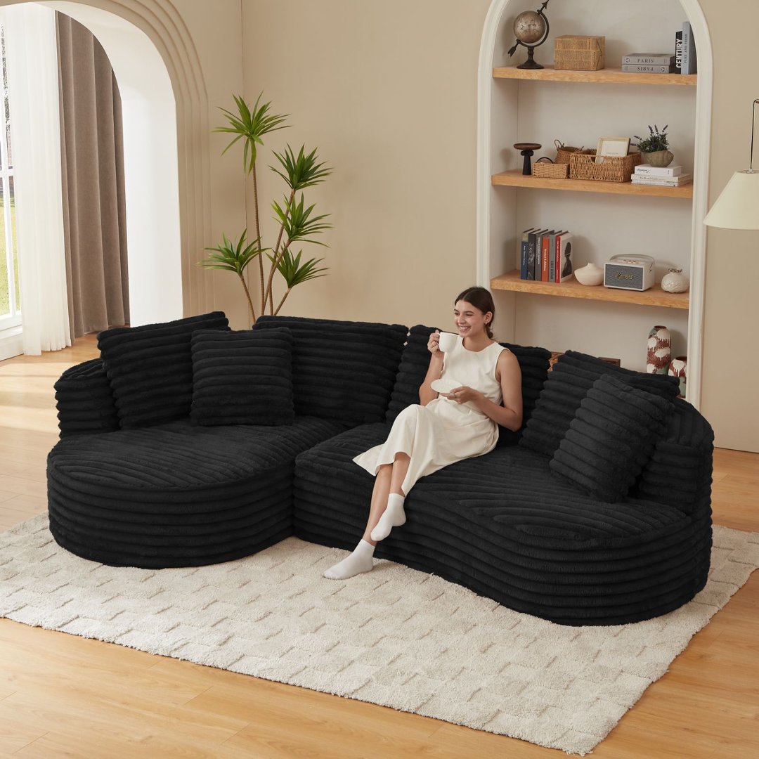SIMTONAL Modern Curved L-Shape Luxury Sectional Oversized Sofa Comfy ...