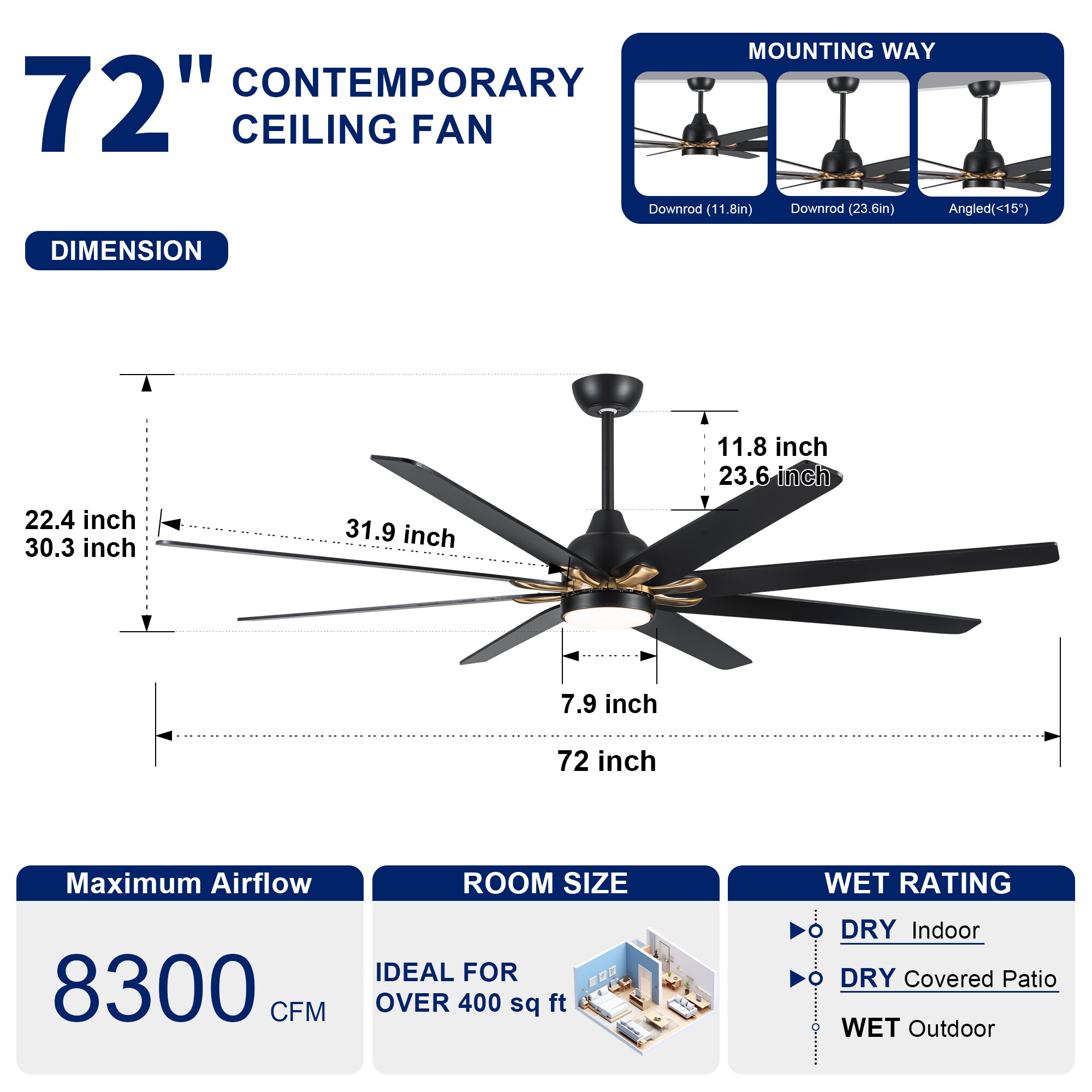 YUHAO LSDC1160BKG722 Ceiling-Fans - View #7
