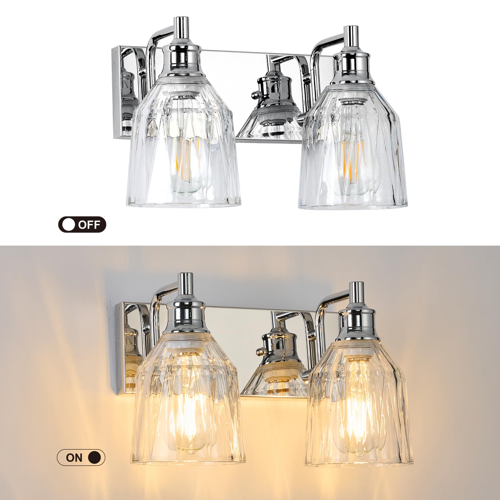 Yichuhaoxi 2 Light Bathroom Light Fixtures Modern Chrome Vanity Lights