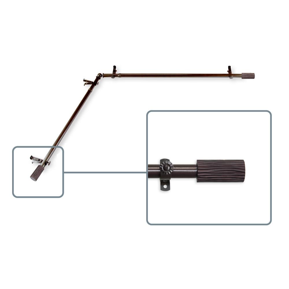 Hart & Harlow L4897-997CR Olly 13/16-in 120-in to 170-in Cocoa Steel Corner curtain rod with Finials