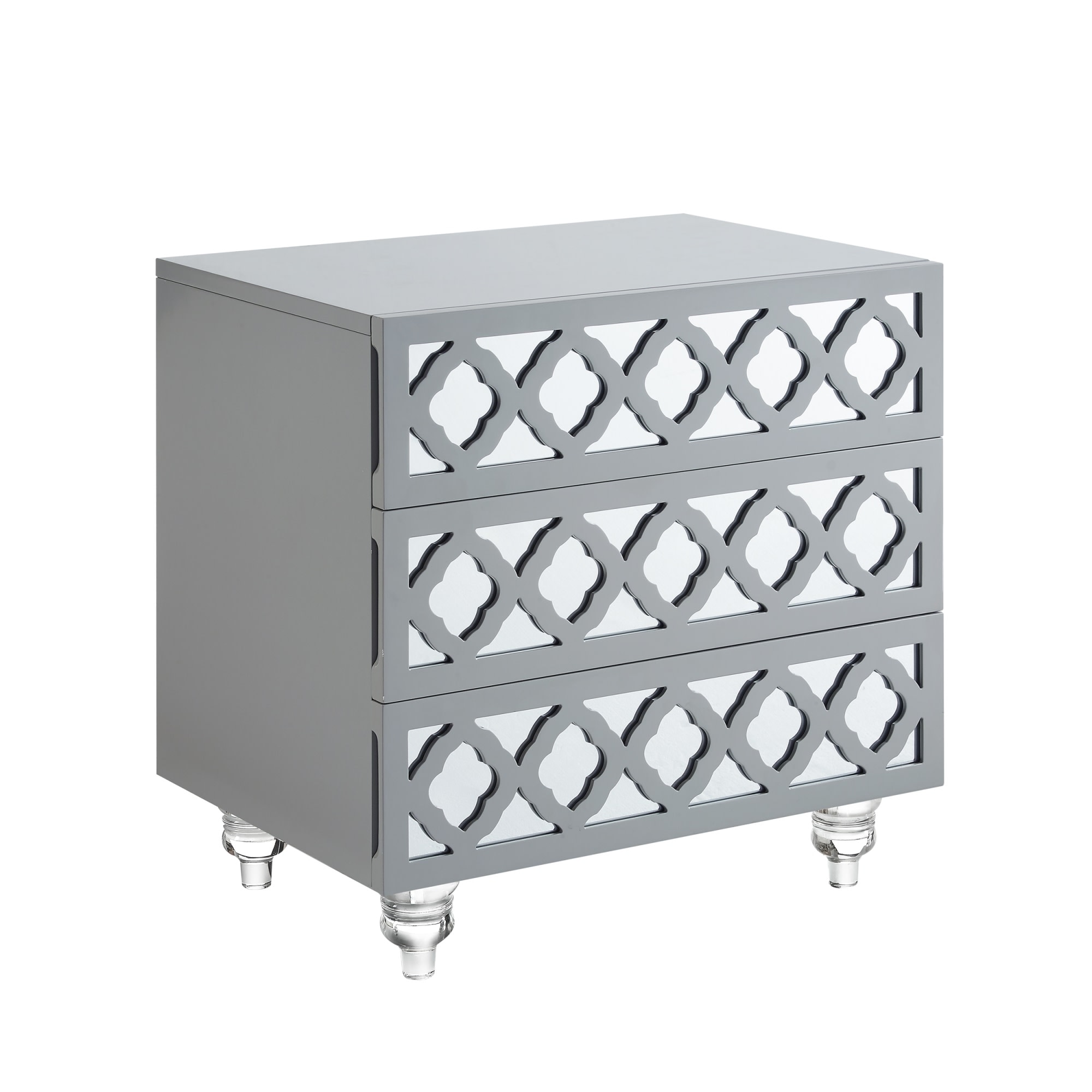 Inspired Home ST17-09LG-LS Francesca 18-in W x 24-in H Light Grey Wood veneer Rectangular Modern End Table with Storage Assembly Required