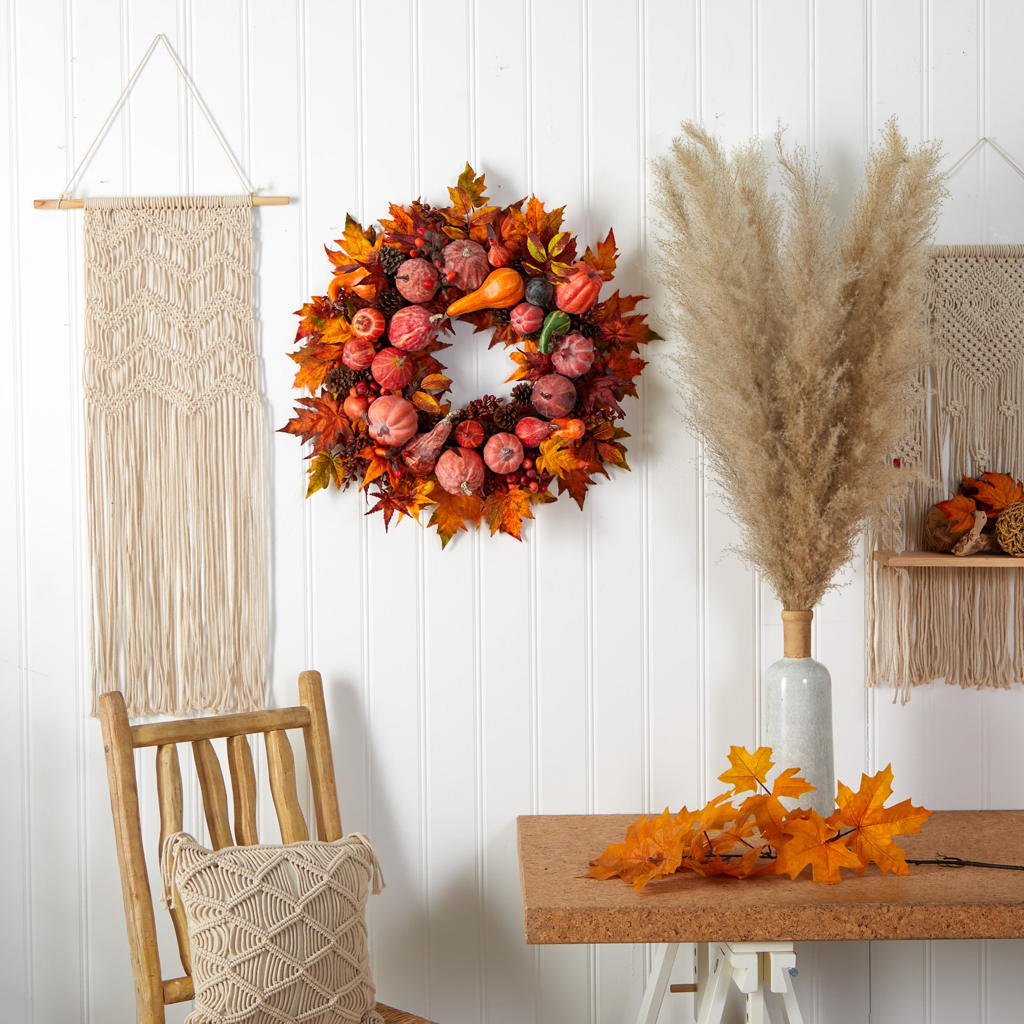 Nearly Natural 4648 Artificial-Thanksgiving-Wreaths - View #5