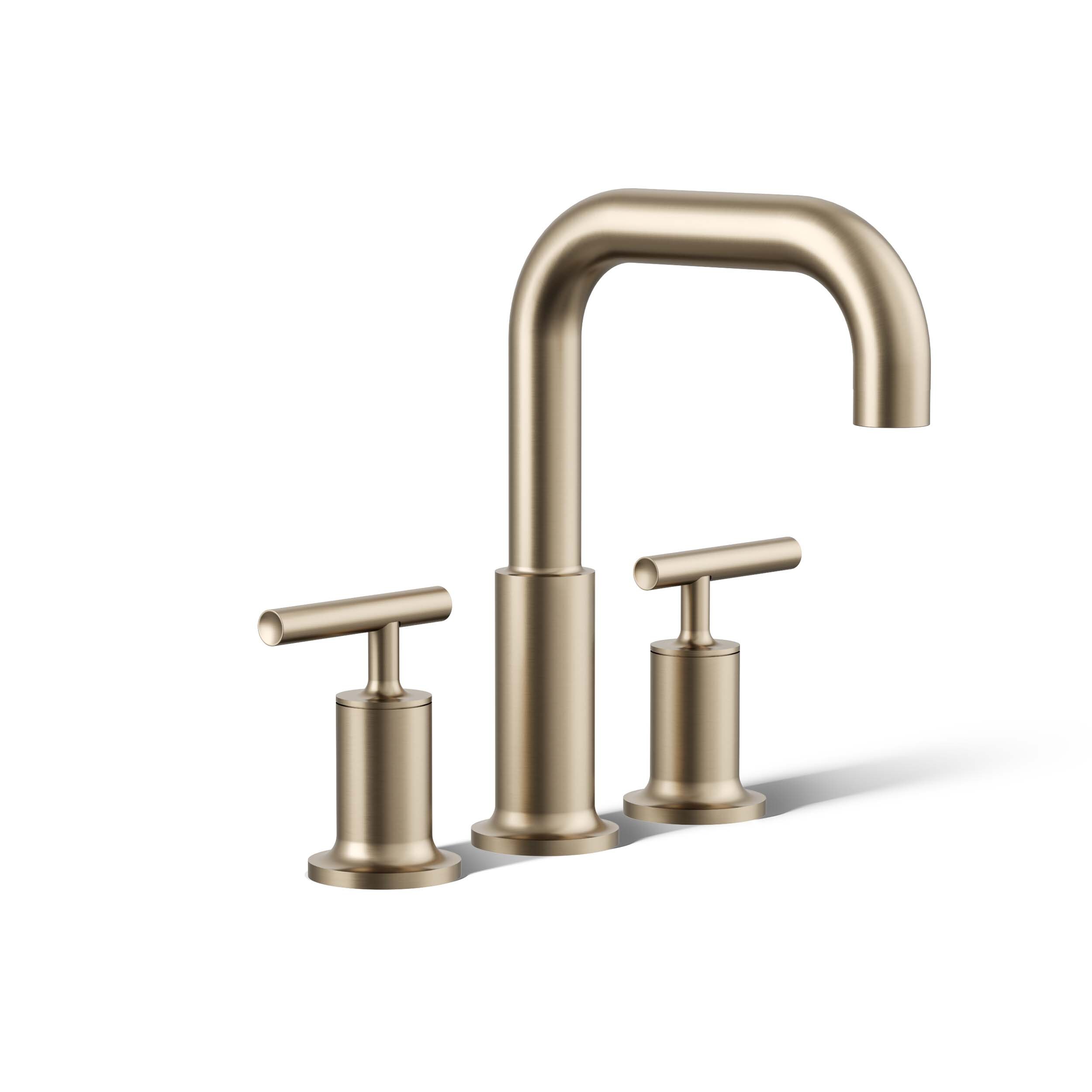 KOHLER T14428-4-BV Purist Vibrant Brushed Bronze 2-handle Deck-mount Roman High-arc Bathtub Faucet