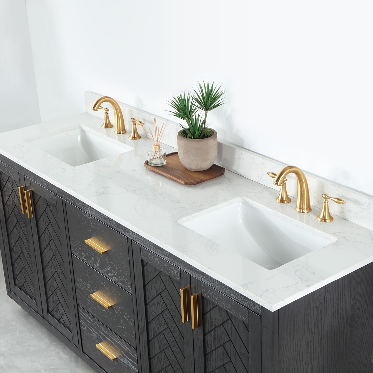 Altair Gazsi 72-in Brown Oak Undermount Double Sink Bathroom Vanity ...