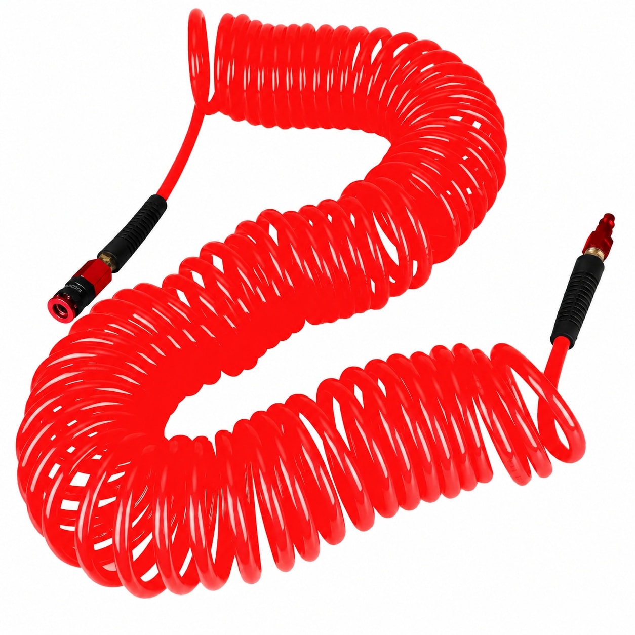 SenQWFa Heavy Duty Polyurethane Recoil Air Hose 1/4 in by 50 ft Lightweight Flexible Compressor Hose with Universal Quick Coupler I M Plug and #LDC0817C092