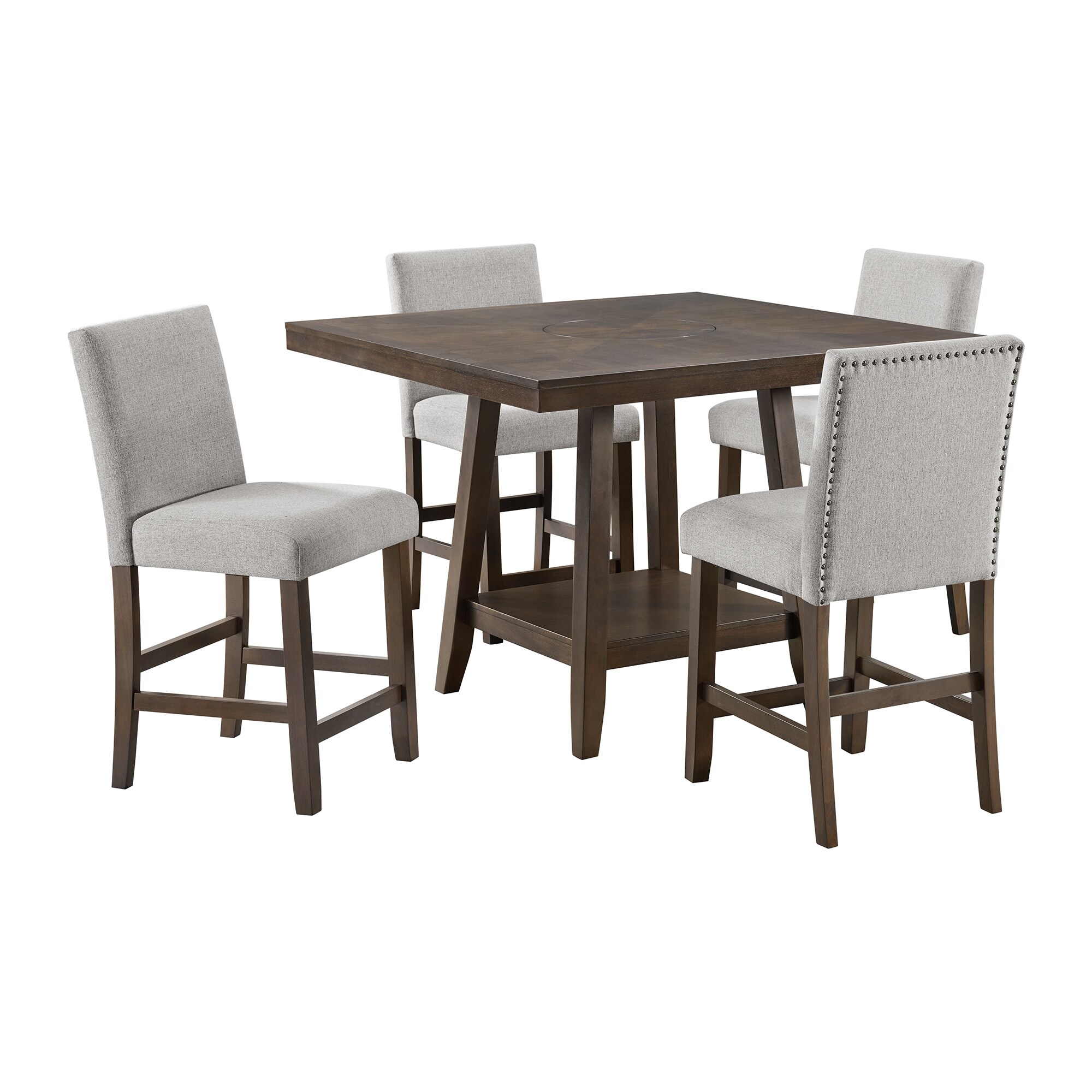 Picket House Furnishings D-7670-5-CT-5PC Hester Brown Transitional Dining Room Set with Square Table ( Seats 4 )
