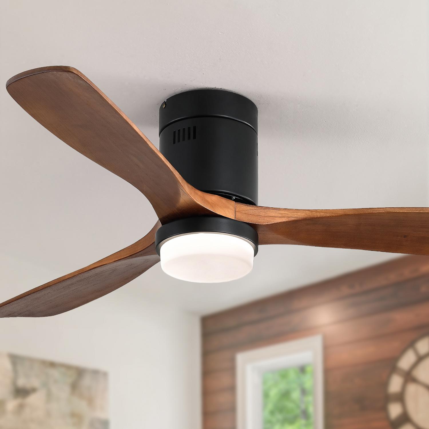 Bayfeve Adjustable Speed Ceiling Fan 52-in Black Color-changing LED ...