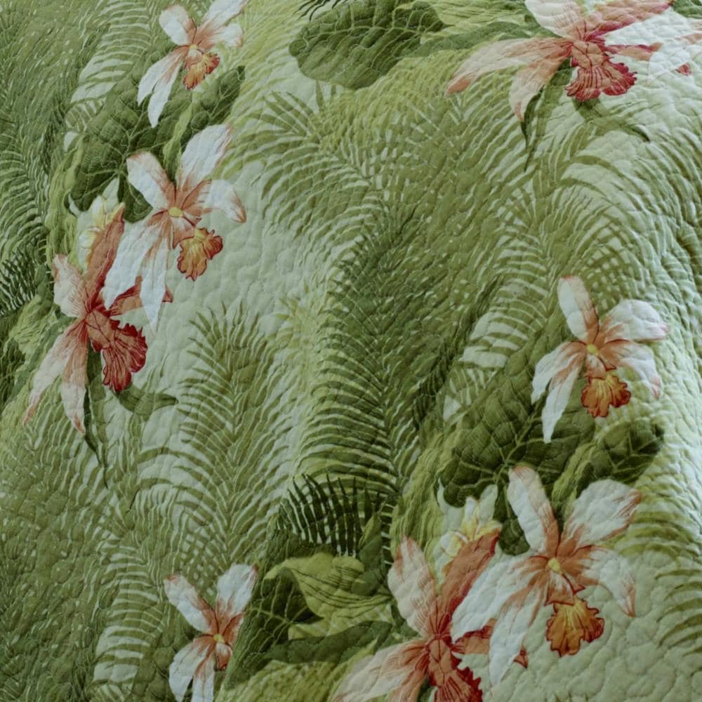 Tommy Bahama Tropical Orchid 3Piece Palm Green King Quilt Set at