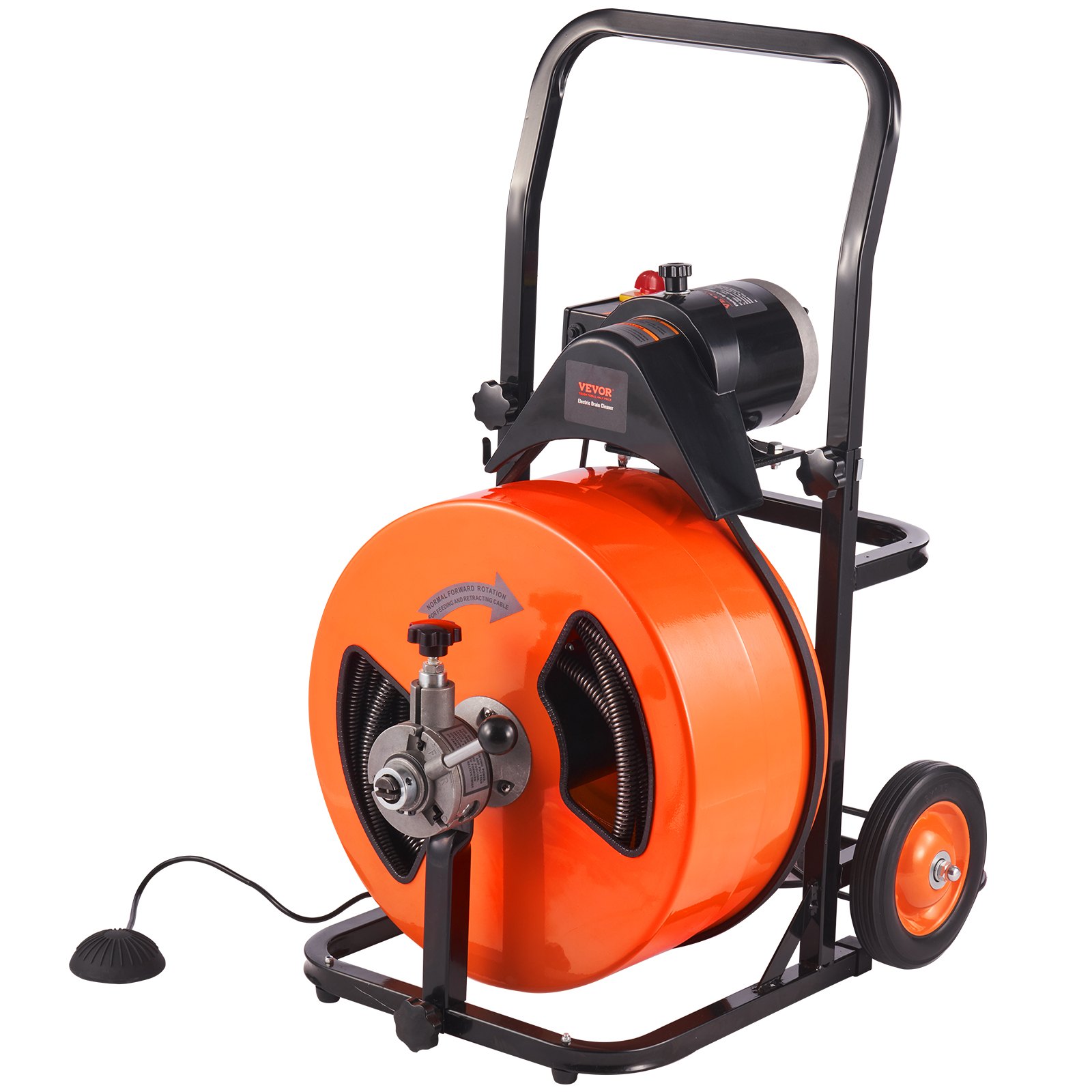 LOVMOR Drain Cleaning Machine 100FT x 3/4 Inch Sewer Snake Machine Auto Feed Drain Auger Cleaner with 4 Cutter and Air-Activated Foot Switch for 1in to 4in Pipes #SF-H-T3342P309820