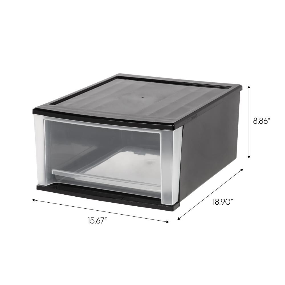 IRIS 2-Drawers Black Stackable Plastic Storage Drawer at Lowes.com