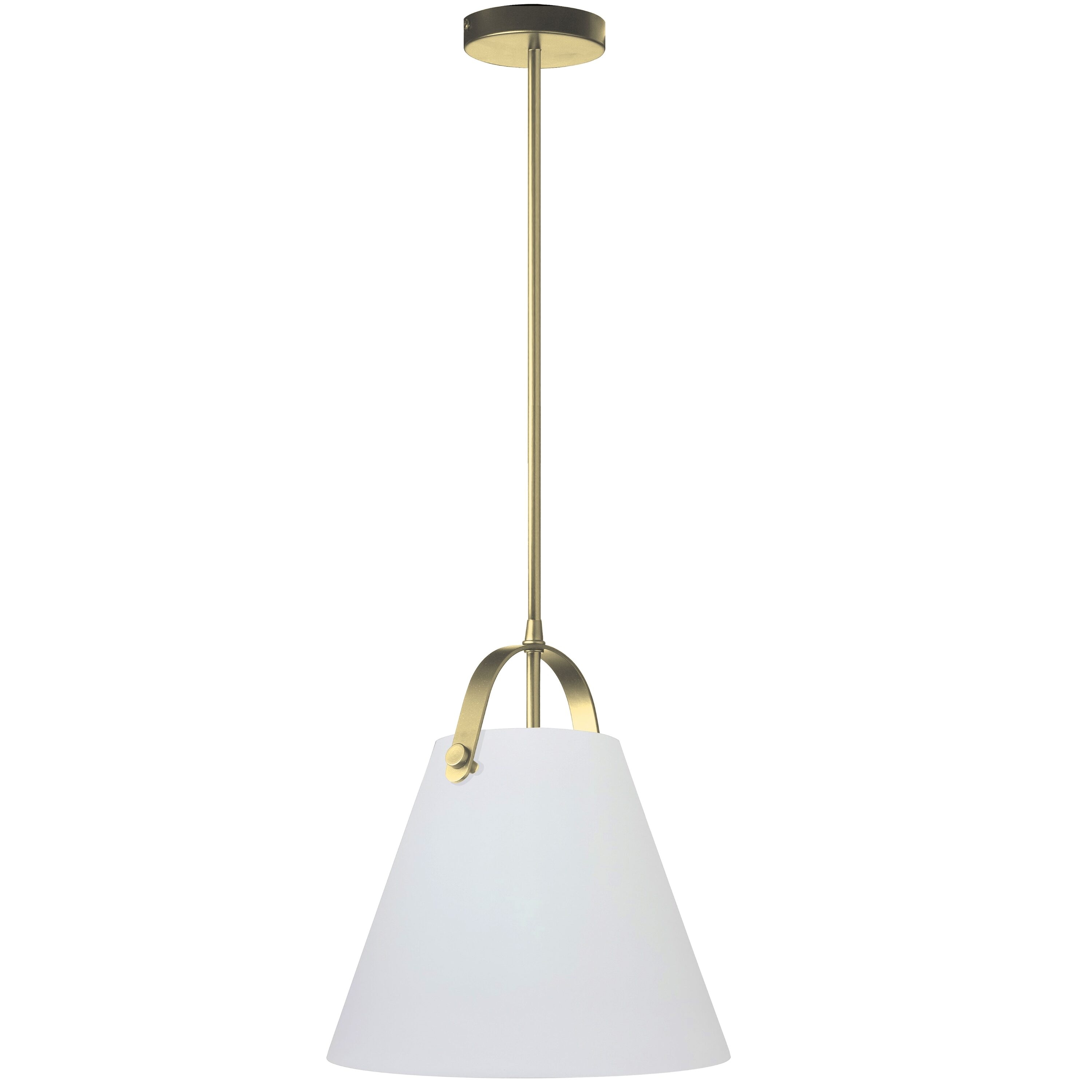 Dainolite Polly 1 -Light White, Aged Brass Modern/contemporary Opal glass Cone Small Hanging Pendant Light