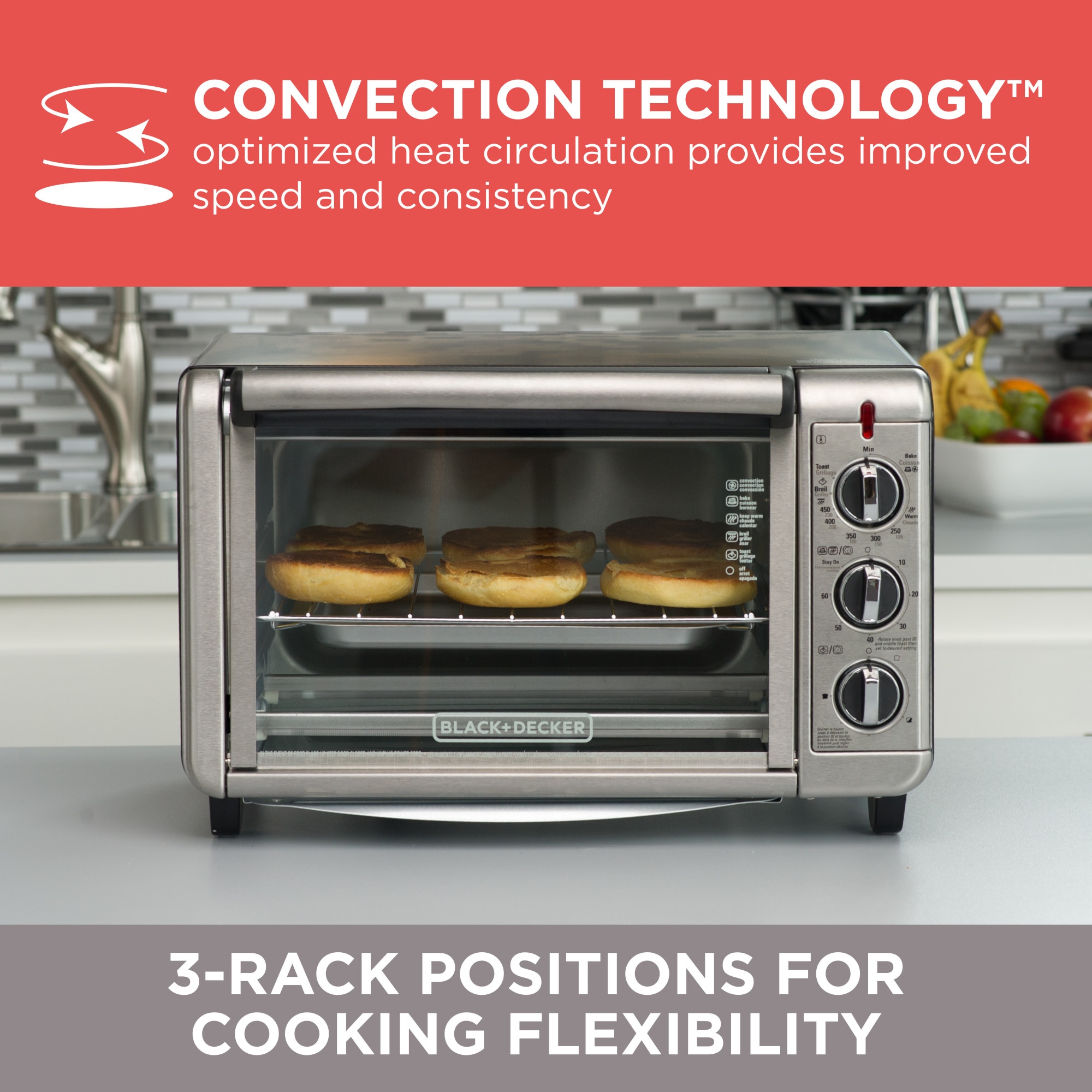 Buy Black+Decker TO3210SSD 6-Slice Convection Countertop Toaster