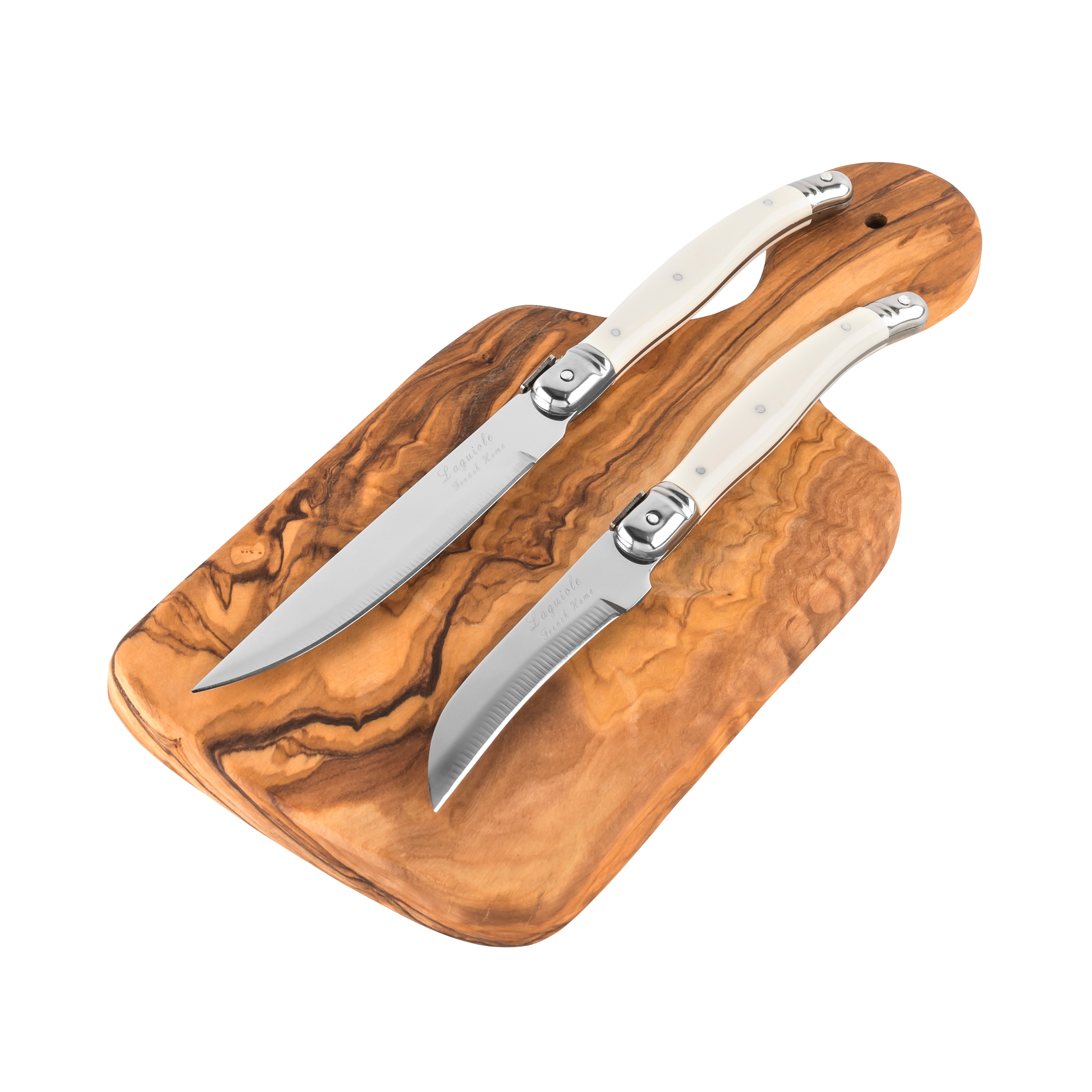 2pc Stainless Steel Laquiole Pakkawood Carving Set Brown - French