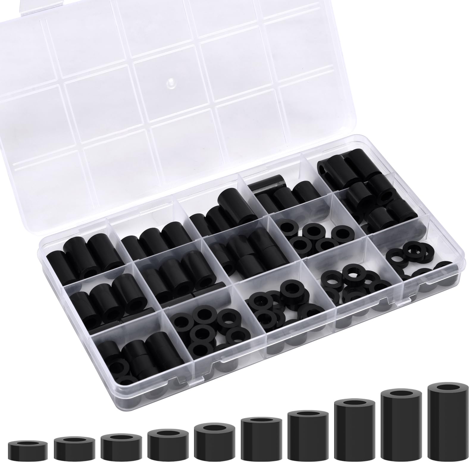 Anqtovp Spacer Assortment Kit M6 Non Threaded Round Washers 6.2mm ID 11mm OD 10 Sizes 3mm to 20mm Insulated Plastic Standoffs for 3D Printer #LAN0813N393