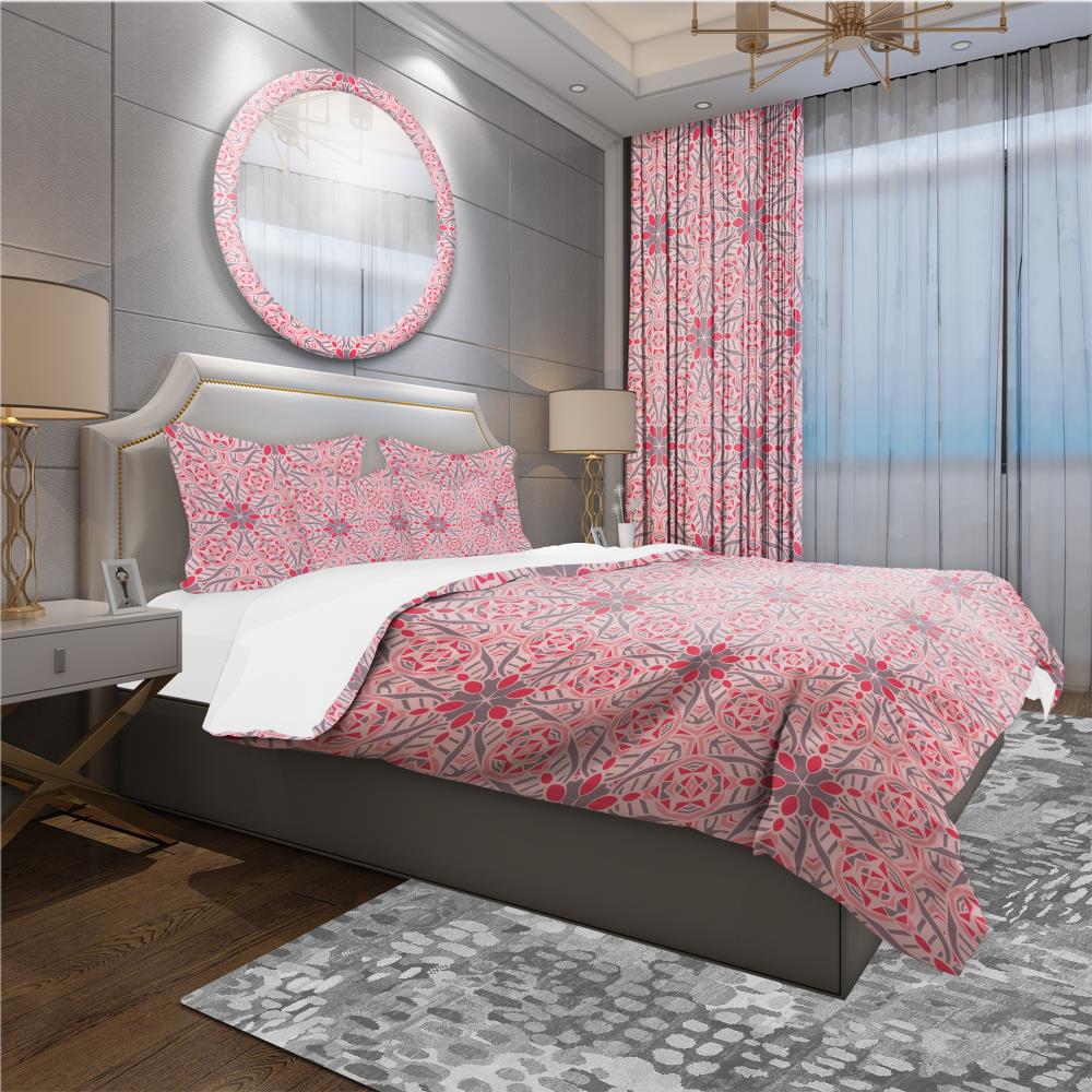 Designart BED18696-K 3 -Piece Red King Duvet cover Set