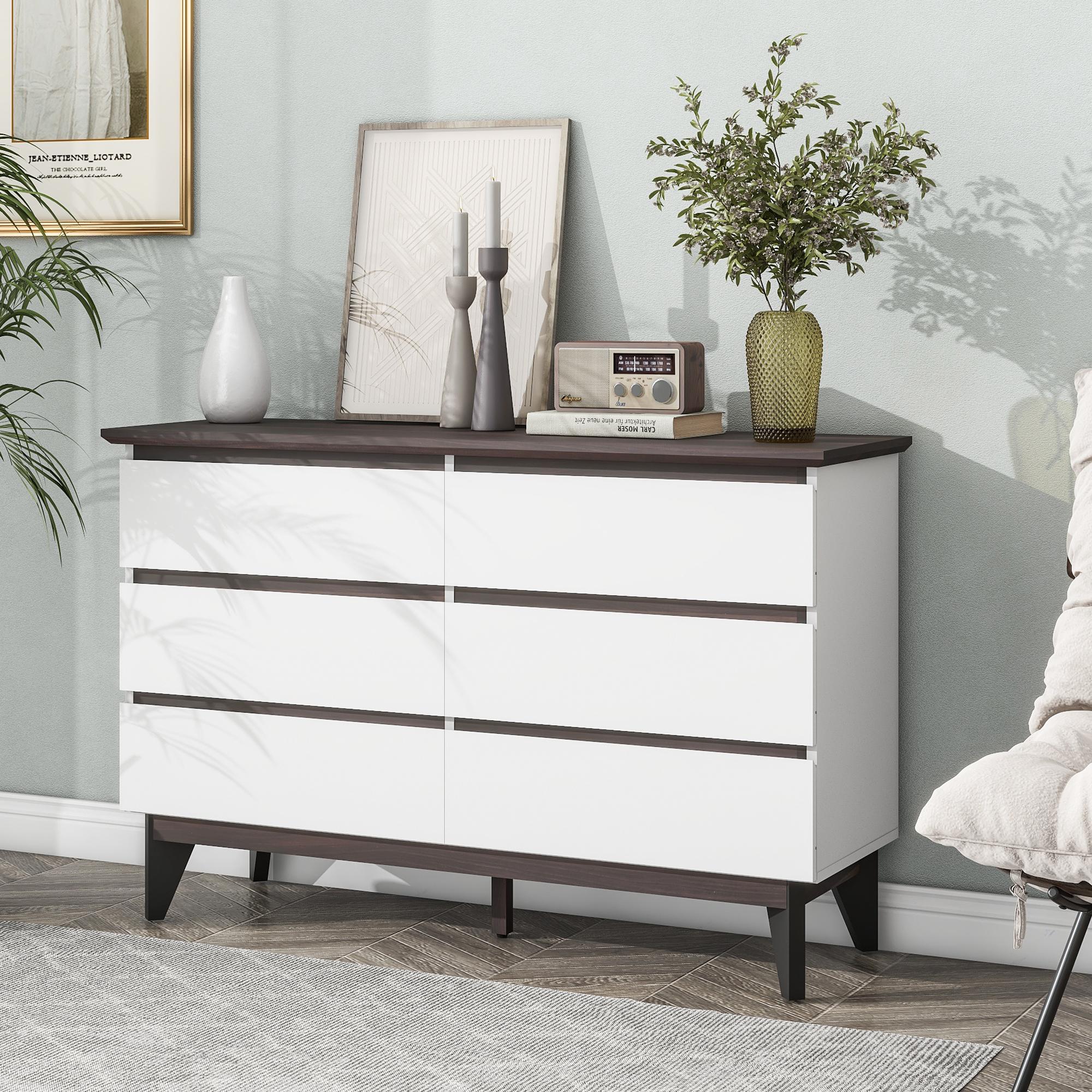 Bayfeve BF-HL83B-IN 47.2-in W White and Walnut Accent Cabinet