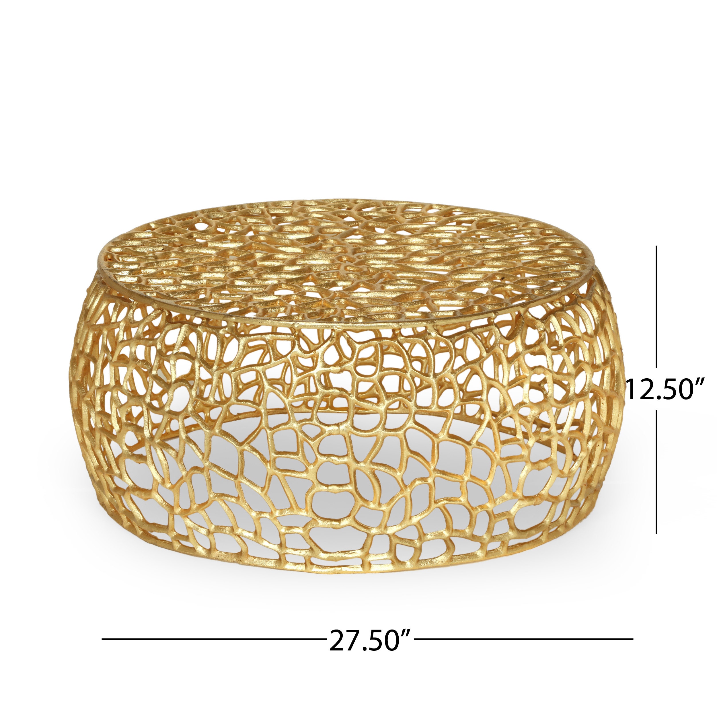 Round Gold Aluminum Mesh Modern Glam Coffee Table
